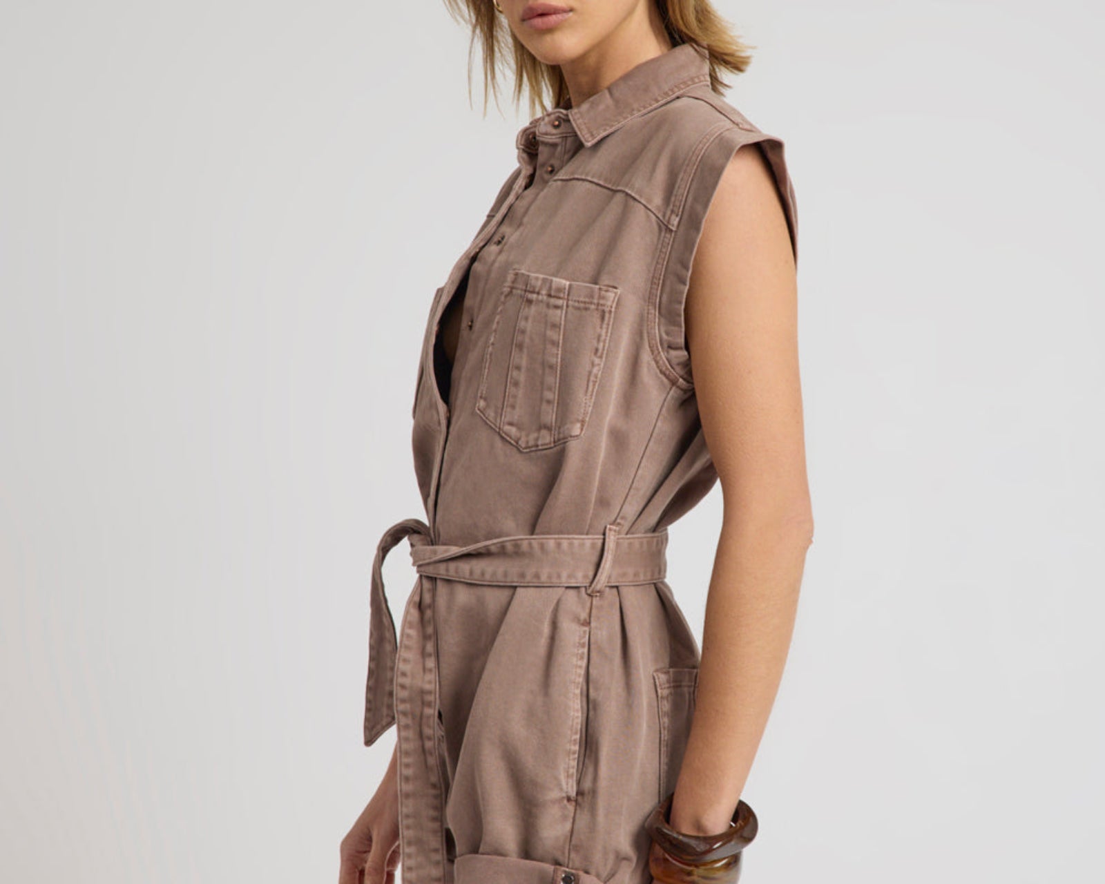Bandit Aviator Mini Denim Jumpsuit - Espresso Brown