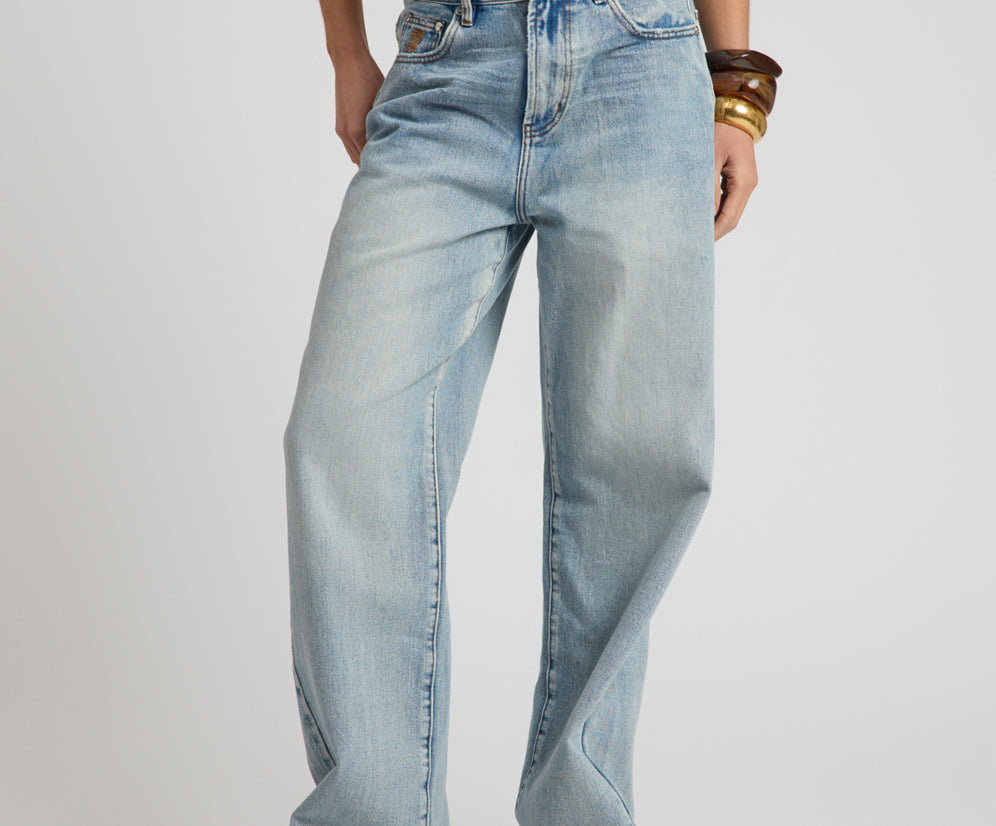 Baxters Mid Waist Wide Leg Denim Jeans - Hendrixe Blue