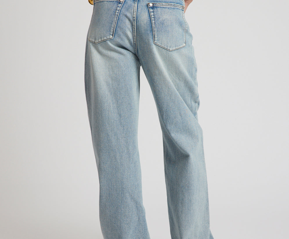 Baxters Mid Waist Wide Leg Denim Jeans - Hendrixe Blue