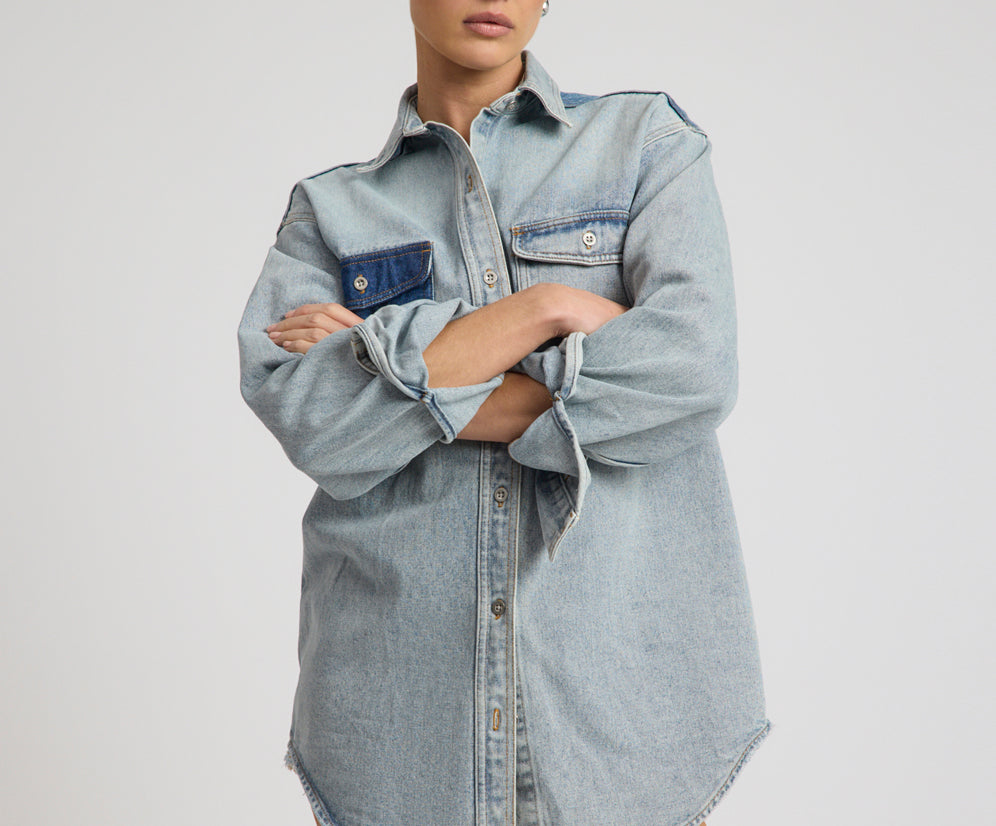 Saint Tropez Everyday Denim Shacket - Hendrixe Blue