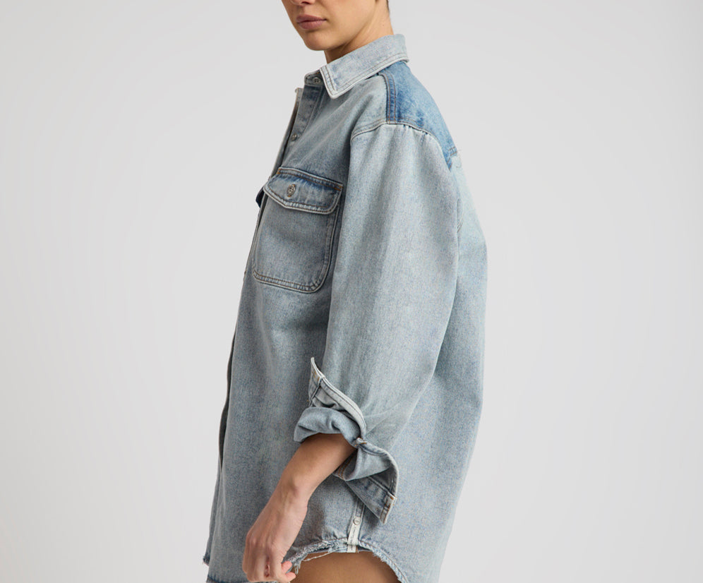 Saint Tropez Everyday Denim Shacket - Hendrixe Blue