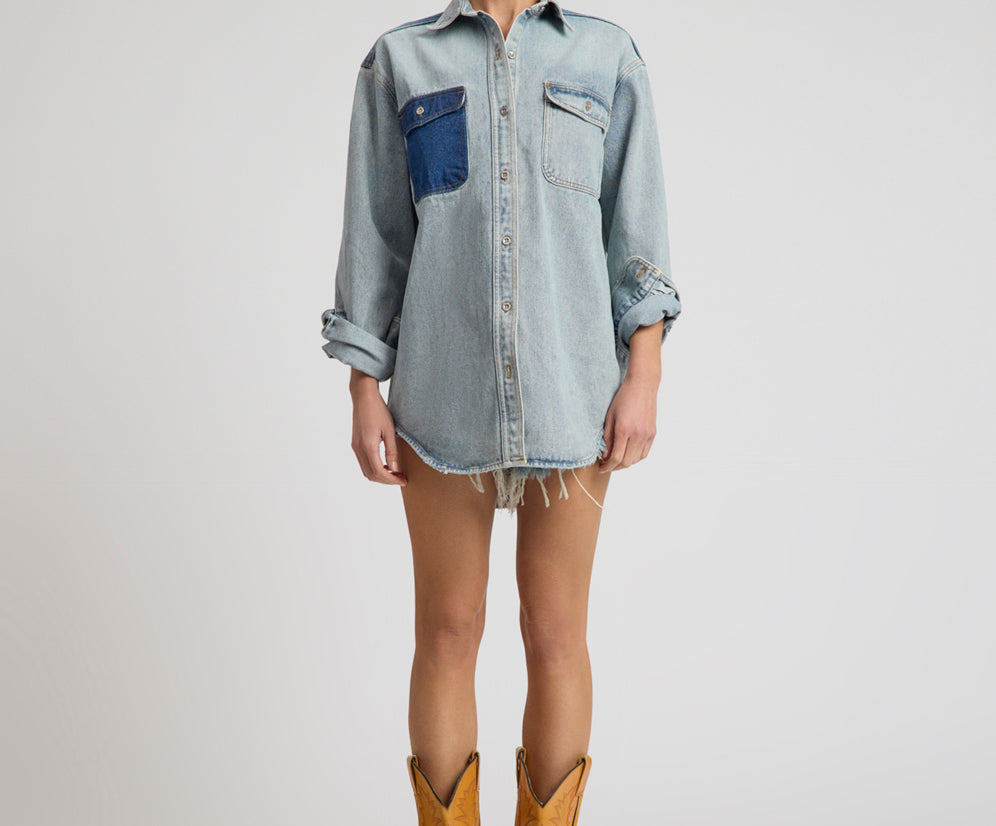 Saint Tropez Everyday Denim Shacket - Hendrixe Blue