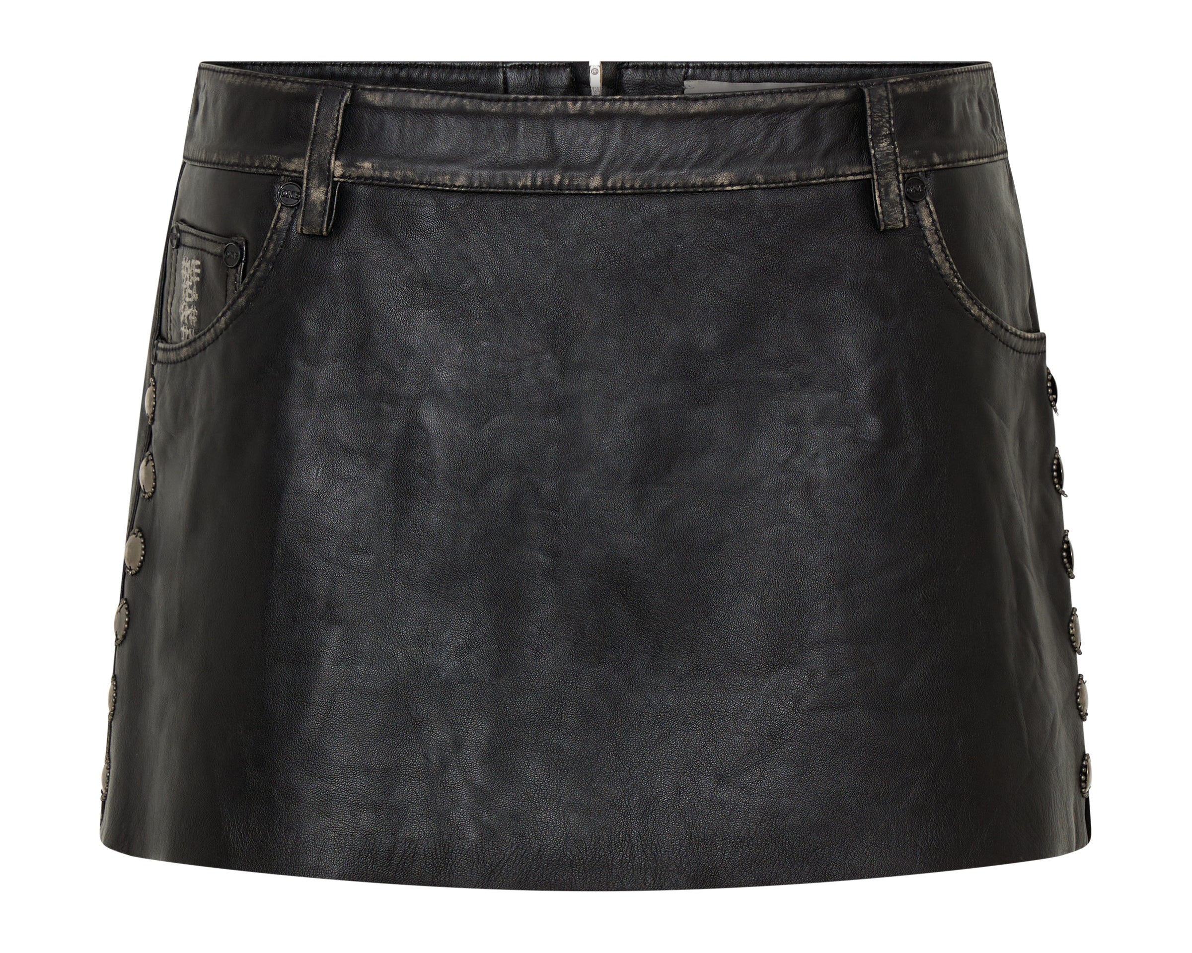 City Nights Axel Low Waist Micro Mini Leather Skirt - Black