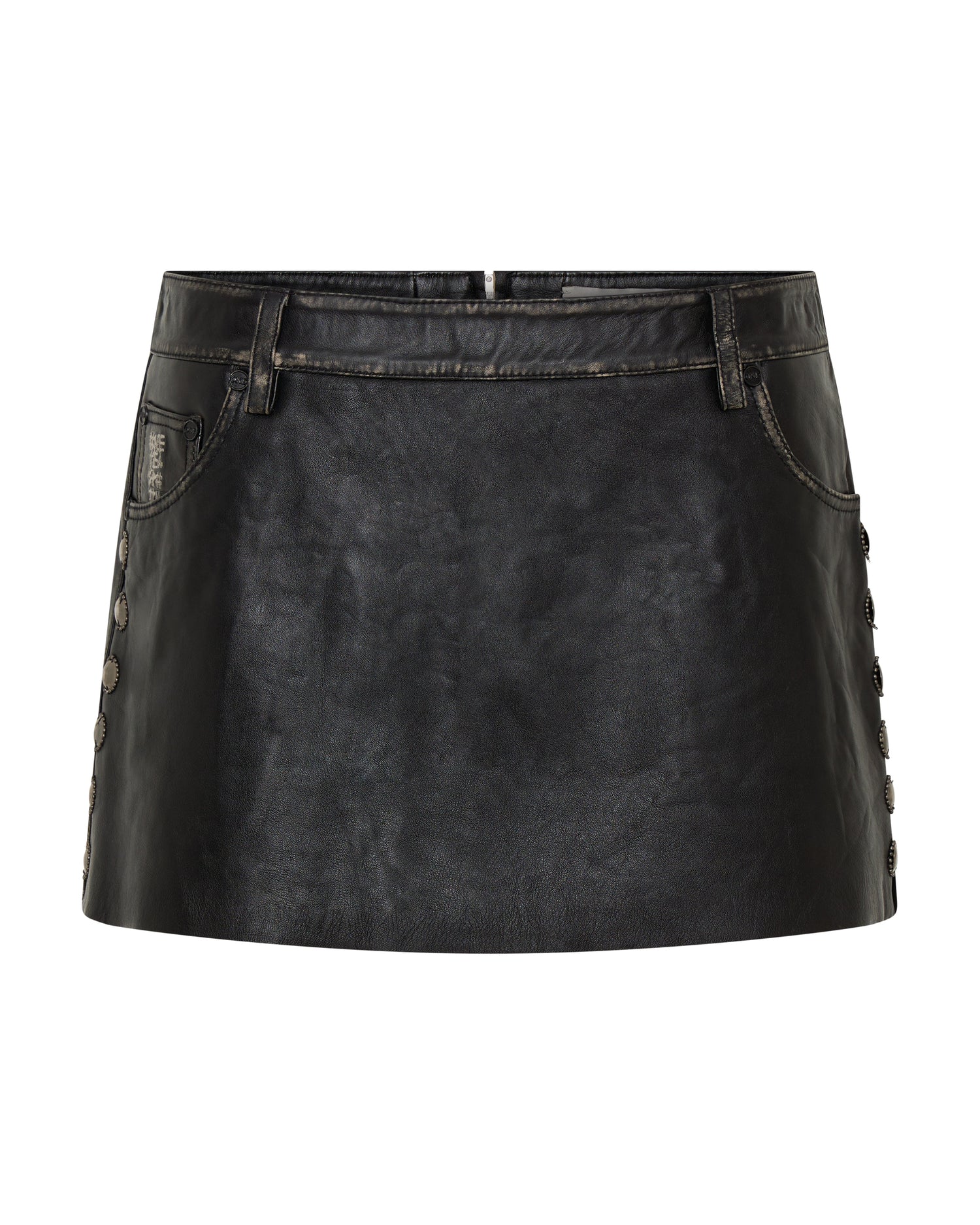 City Nights Axel Low Waist Micro Mini Leather Skirt - Black