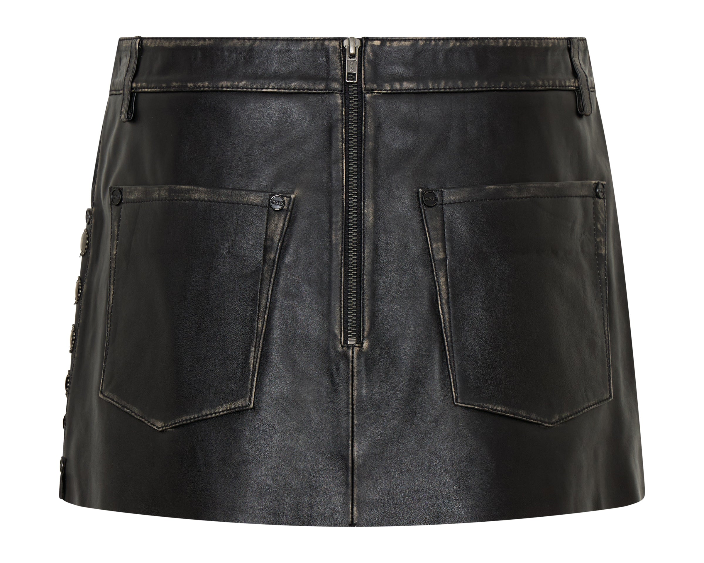 City Nights Axel Low Waist Micro Mini Leather Skirt - Black