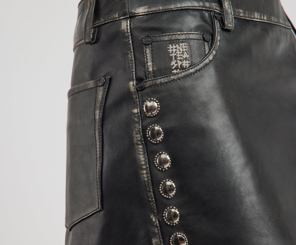 City Nights Axel Low Waist Micro Mini Leather Skirt - Black