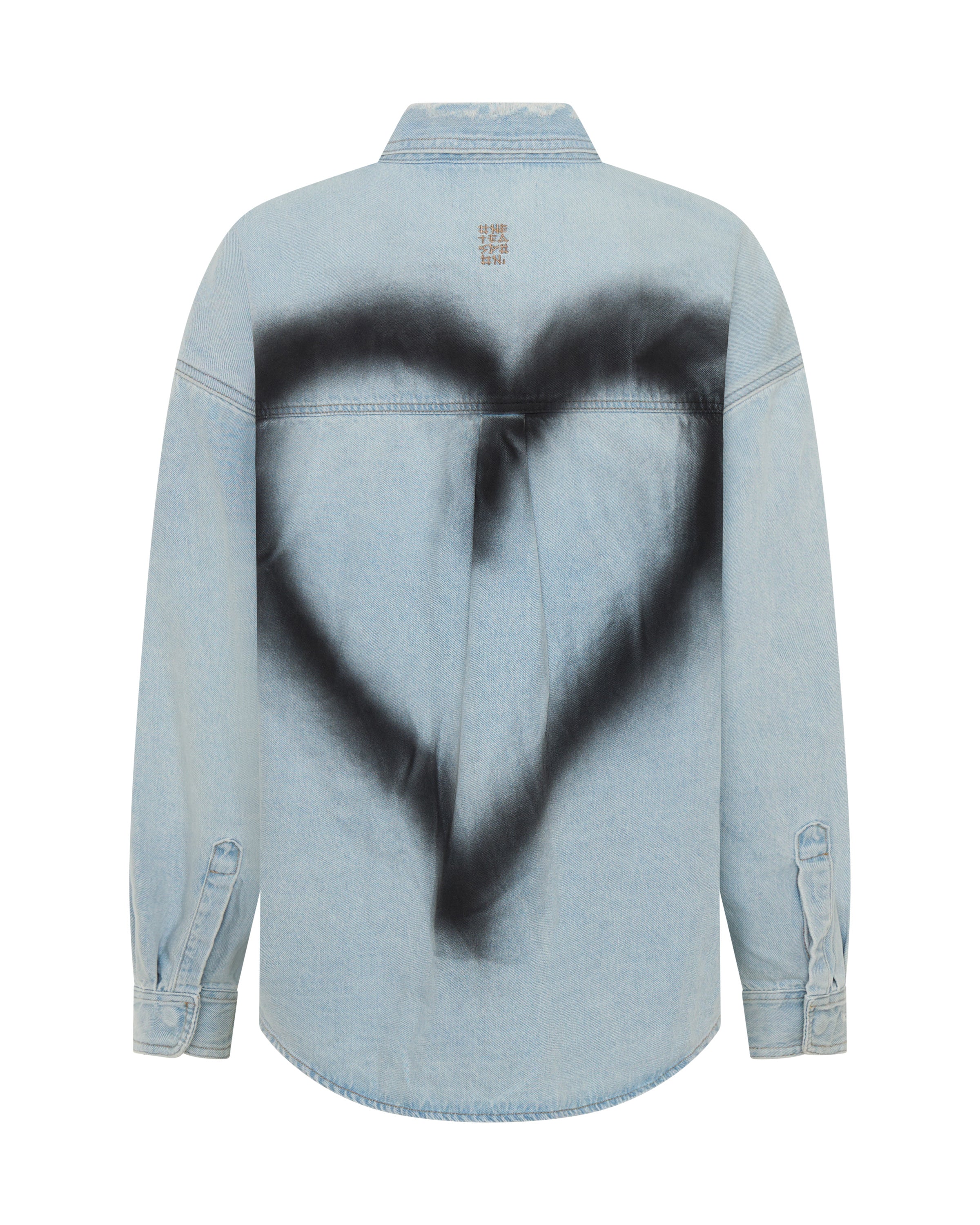 Daydream Heart Oversized Denim Shirt - Sea Mist Blue | One Teaspoon