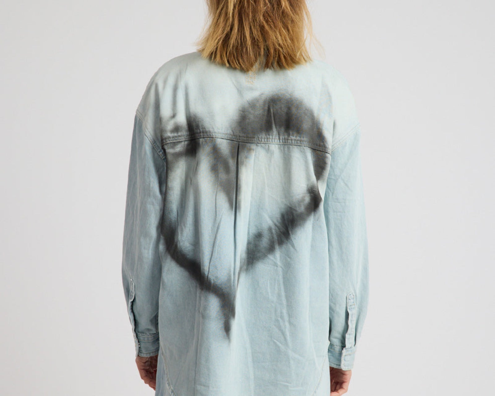 Daydream Heart Oversized Denim Shirt - Sea Mist Blue