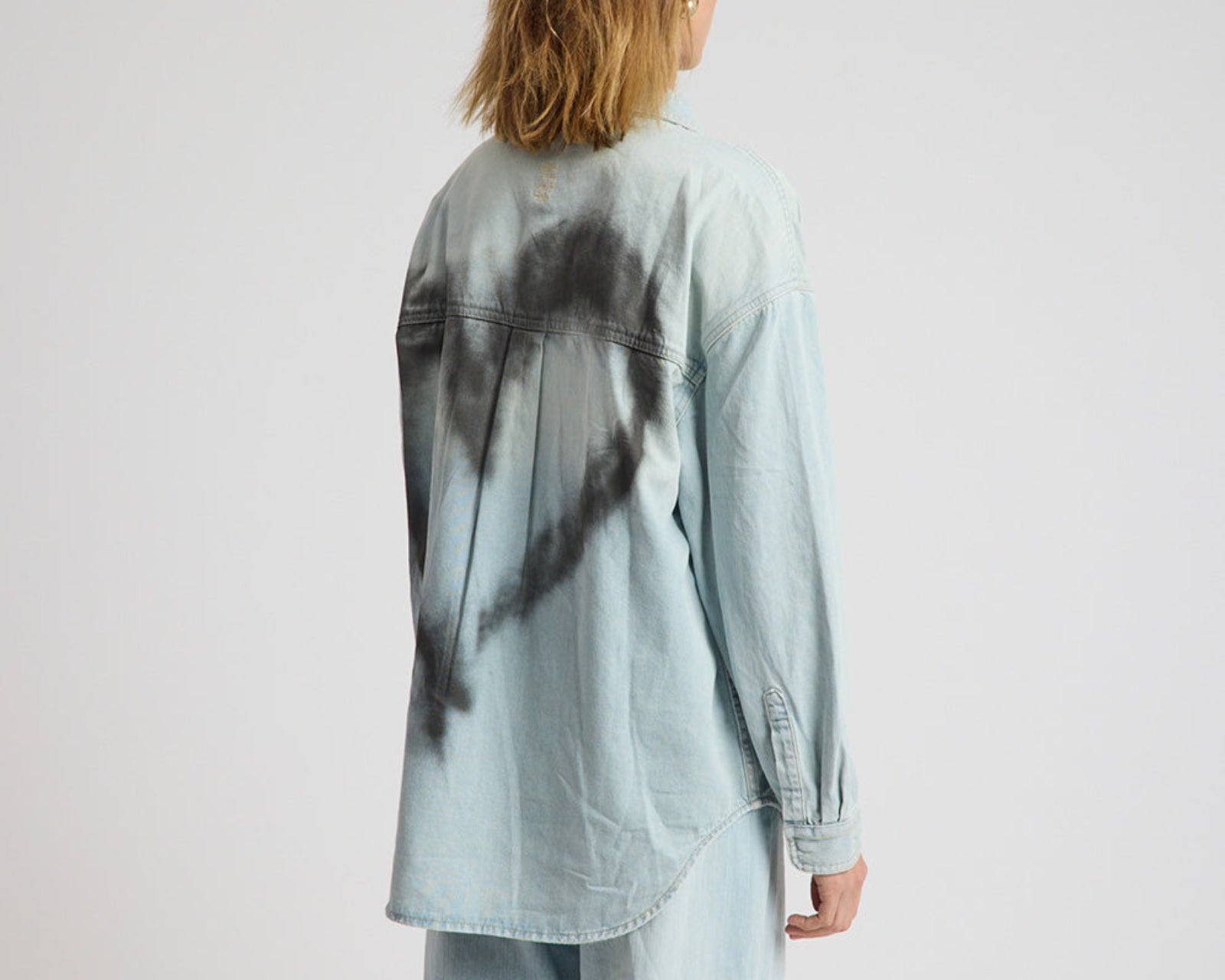 Daydream Heart Oversized Denim Shirt - Sea Mist Blue