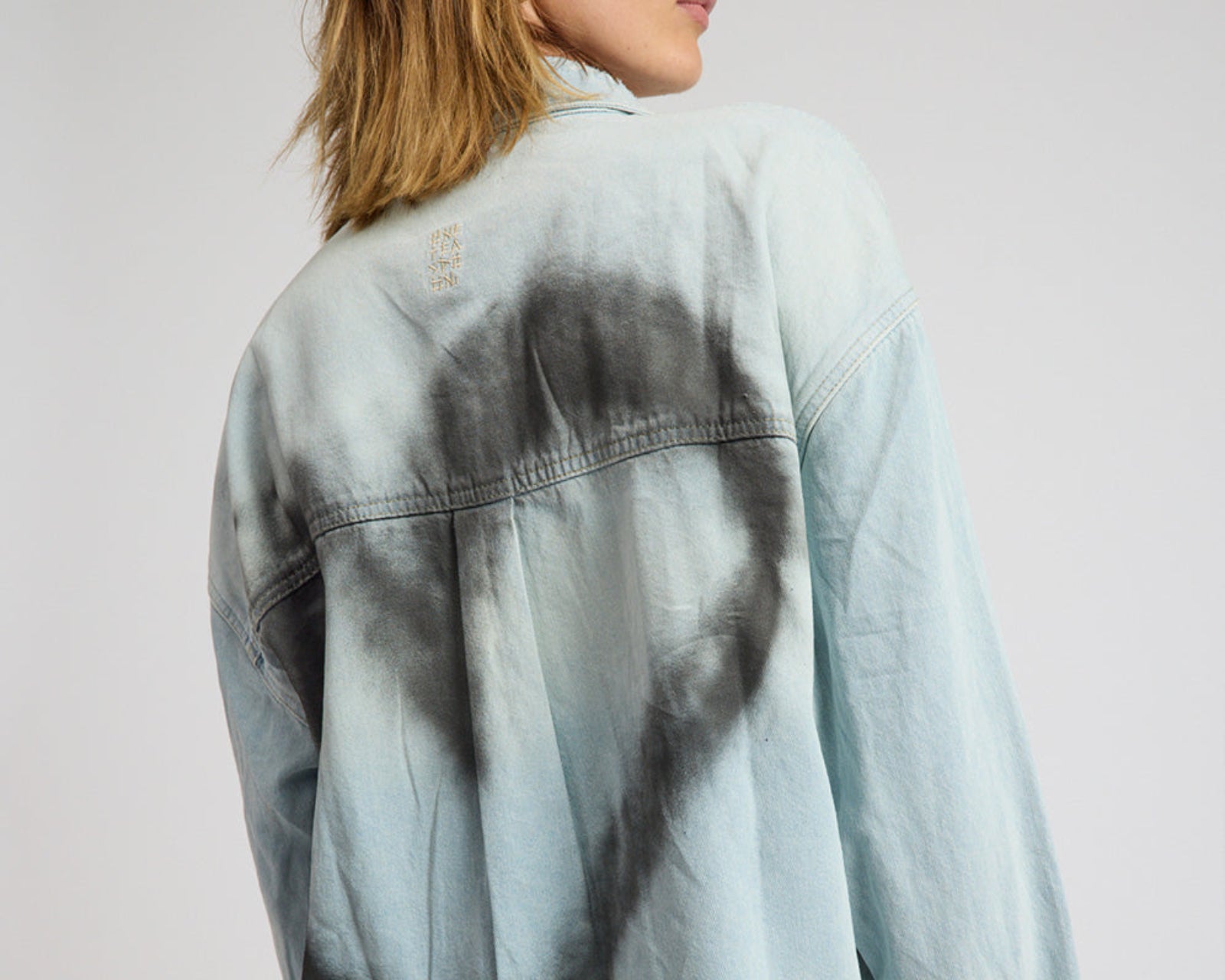 Daydream Heart Oversized Denim Shirt - Sea Mist Blue