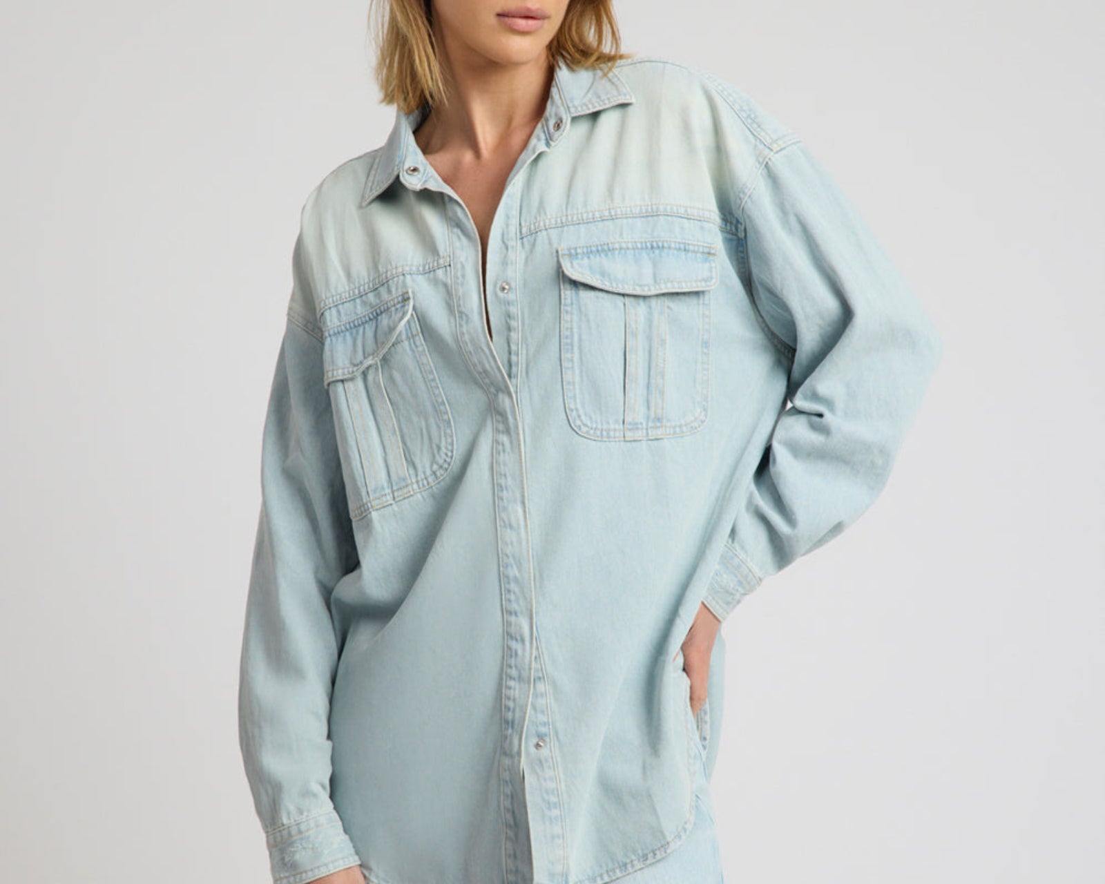 Daydream Oversized Denim Shirt - Sea Mist Blue