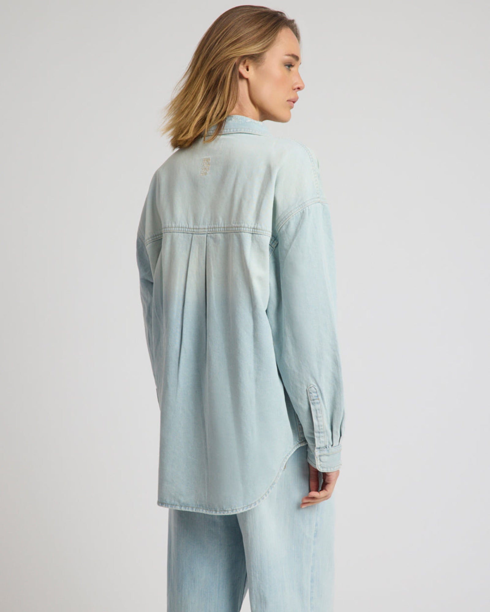 Daydream Oversized Denim Shirt - Sea Mist Blue | One Teaspoon