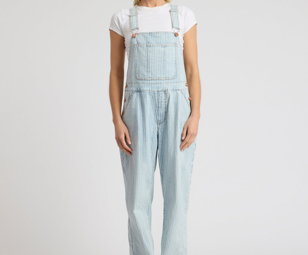 Painters Classic Long Length Denim Overalls - Summer Stripe