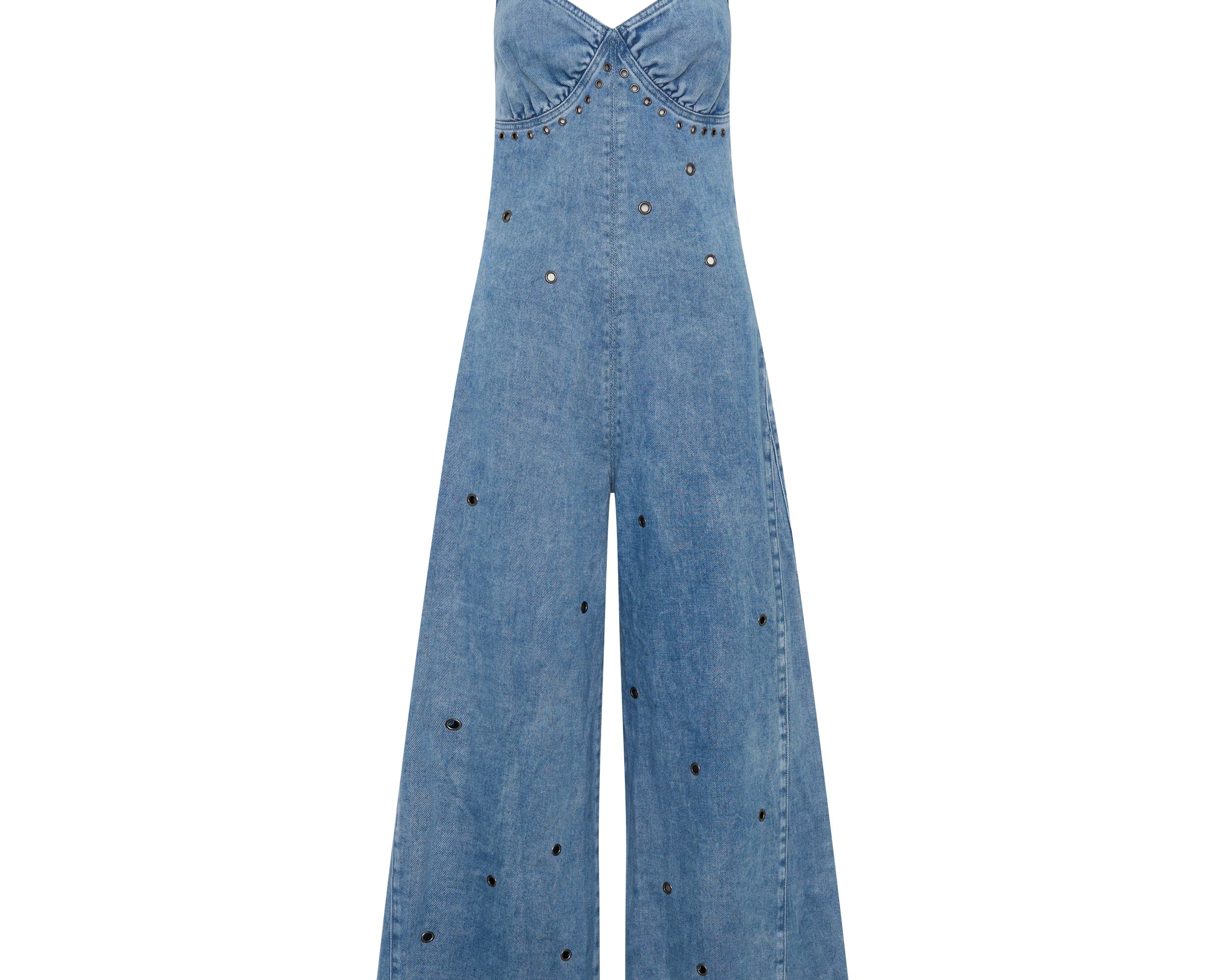 Brigitte Wide Leg Cami Denim Jumpsuit - Blue Rapture