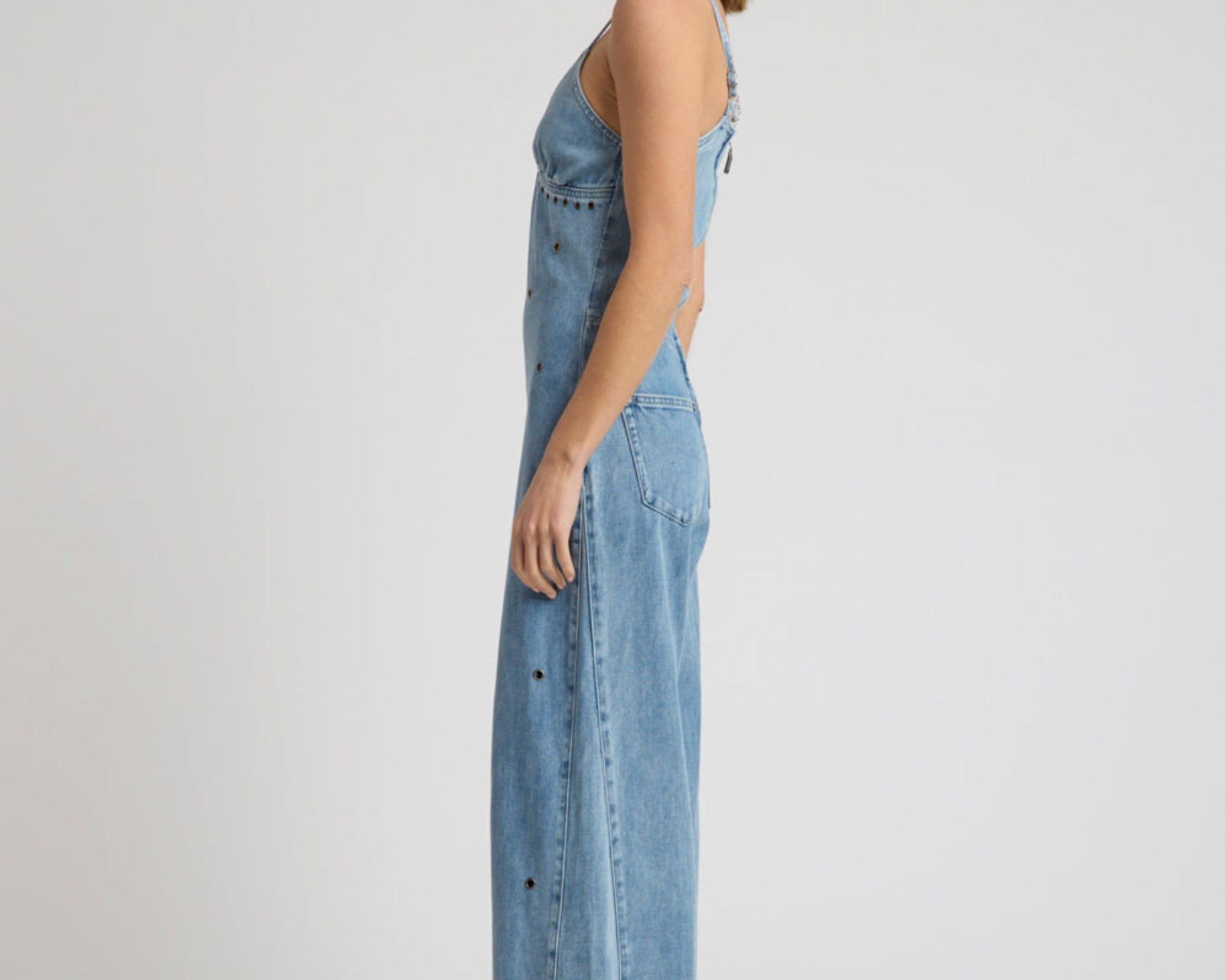 Brigitte Wide Leg Cami Denim Jumpsuit - Blue Rapture