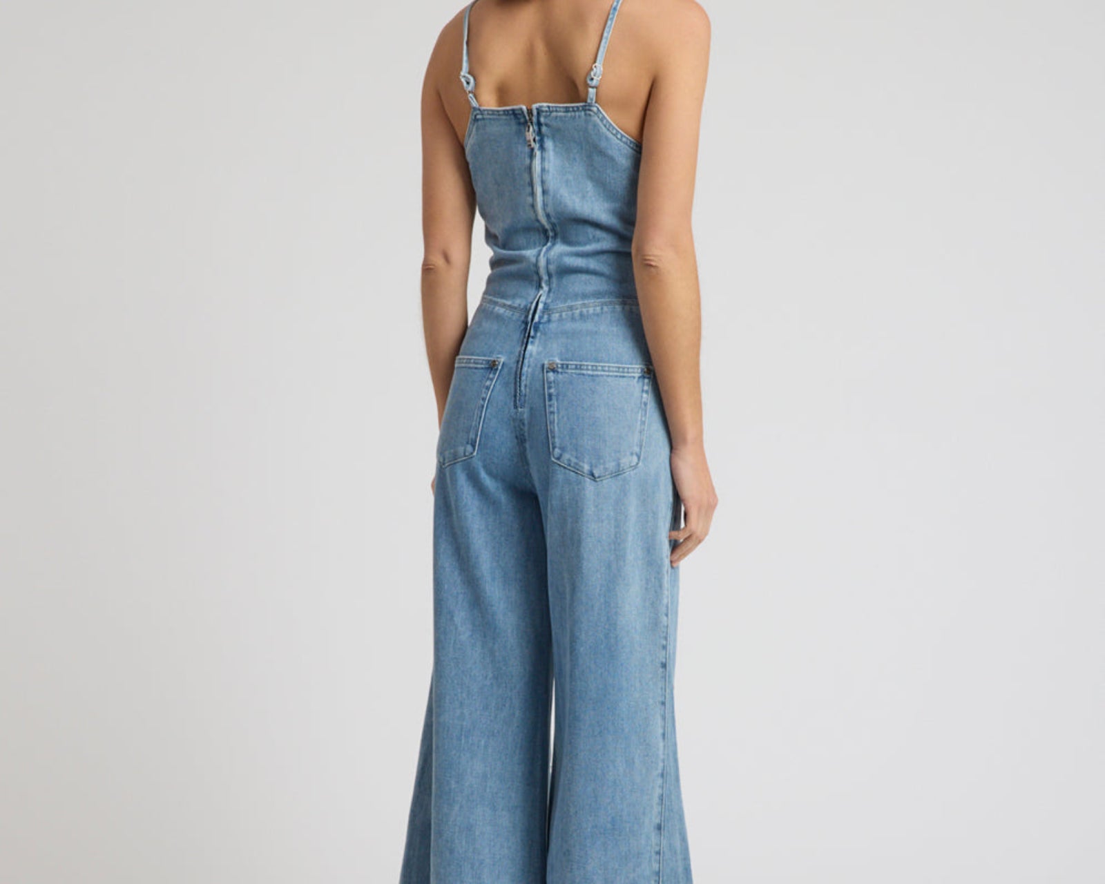 Brigitte Wide Leg Cami Denim Jumpsuit - Blue Rapture