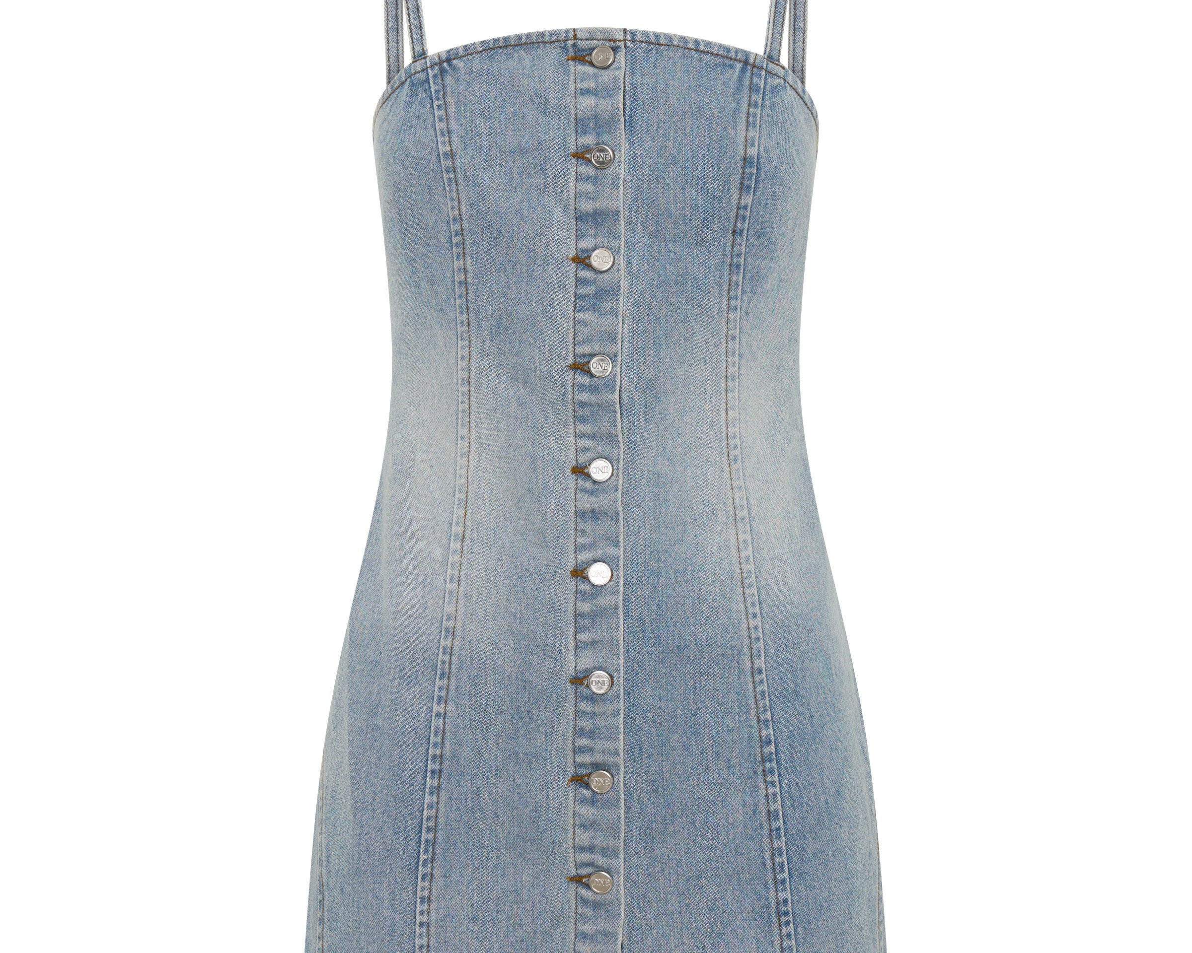 Riviera Fitted Strappy Mini Denim Dress - Hendrixe Blue