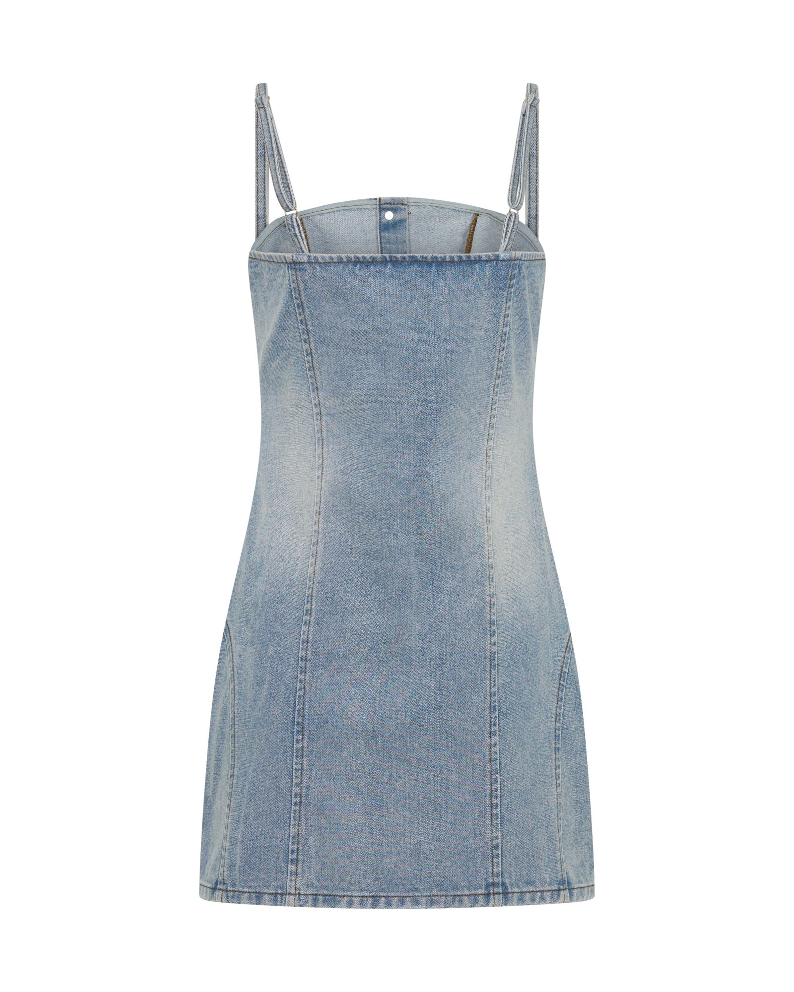 Riviera Fitted Strappy Mini Denim Dress - Hendrixe Blue