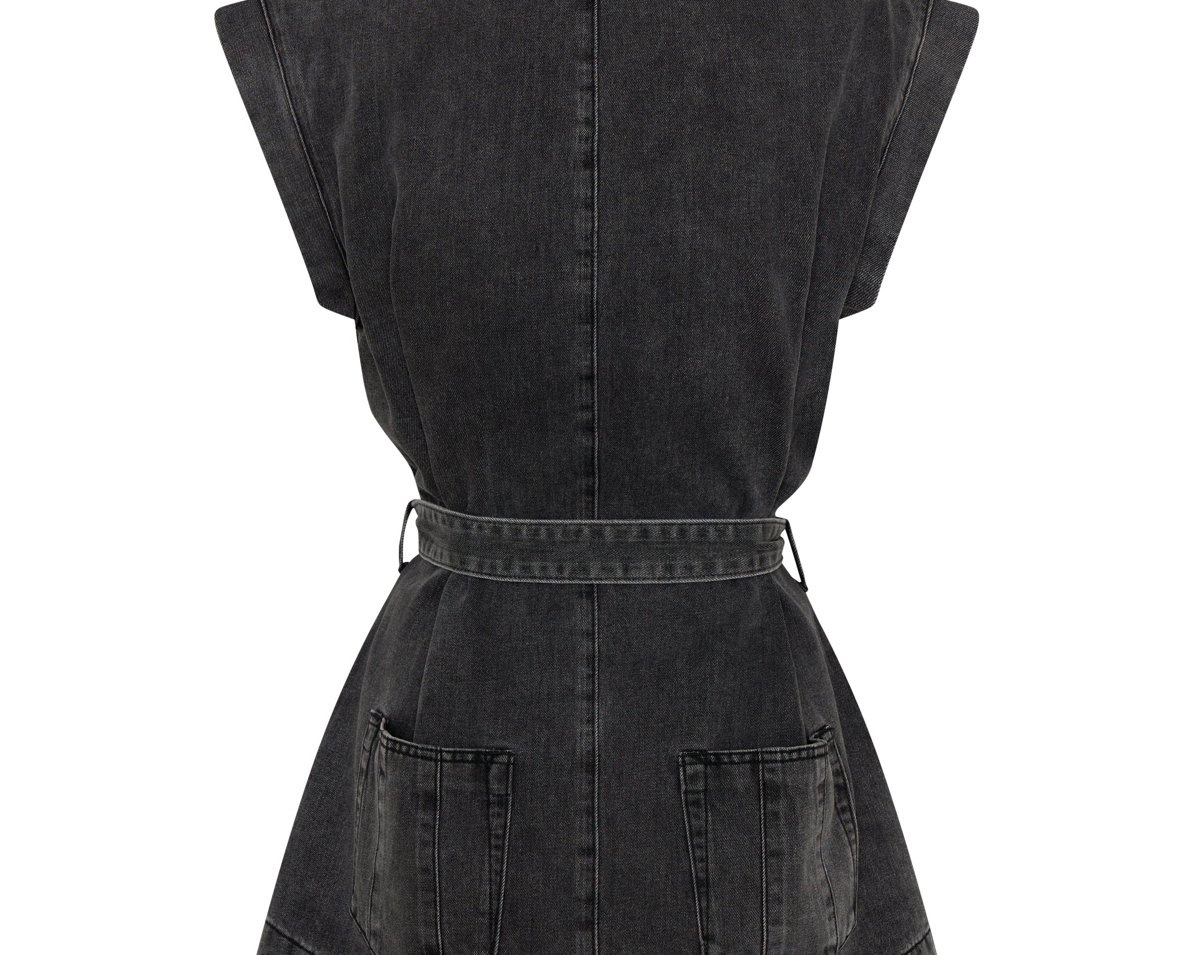 Rogue Aviator Mini Denim Dress - Washed Black
