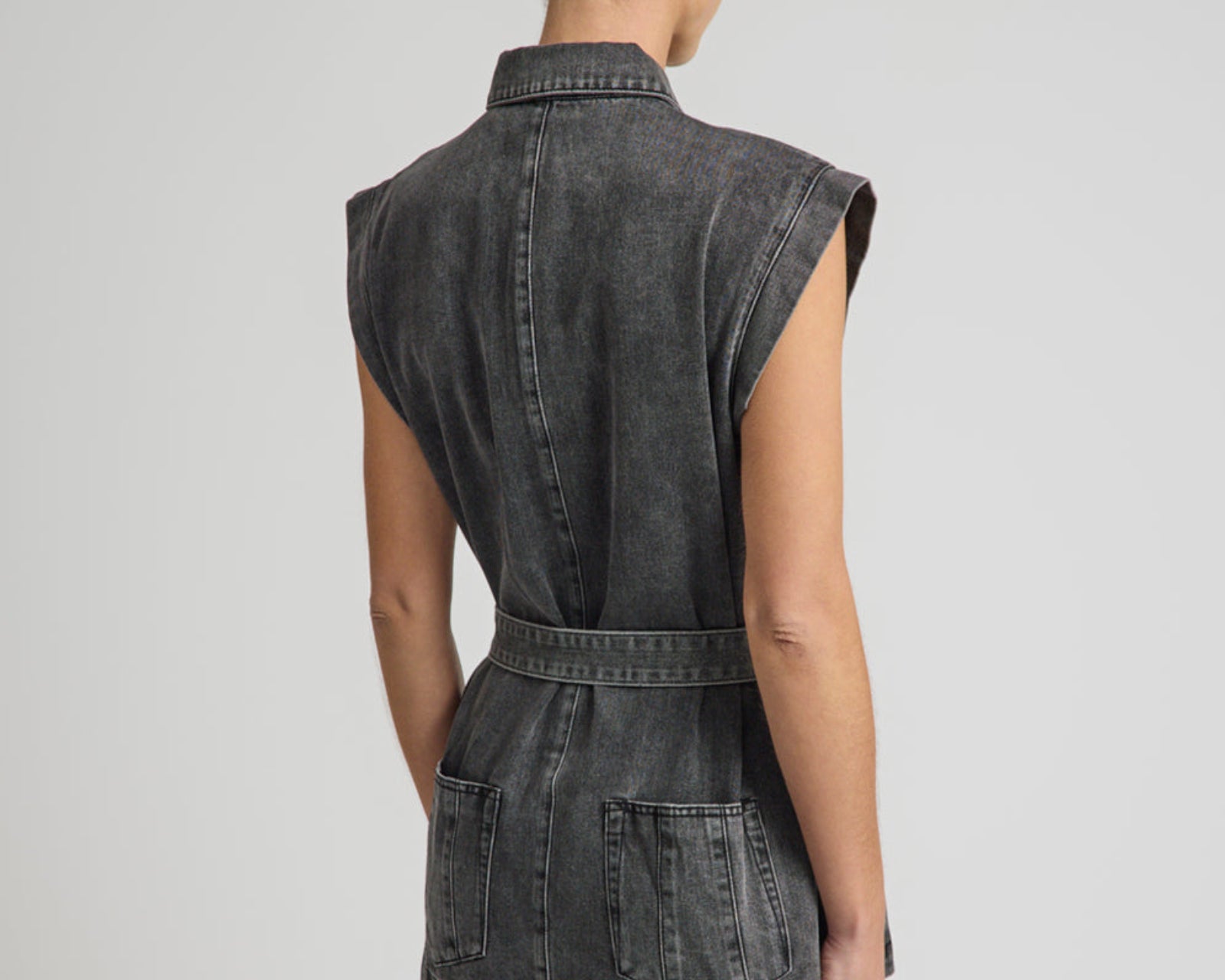 Rogue Aviator Mini Denim Dress - Washed Black