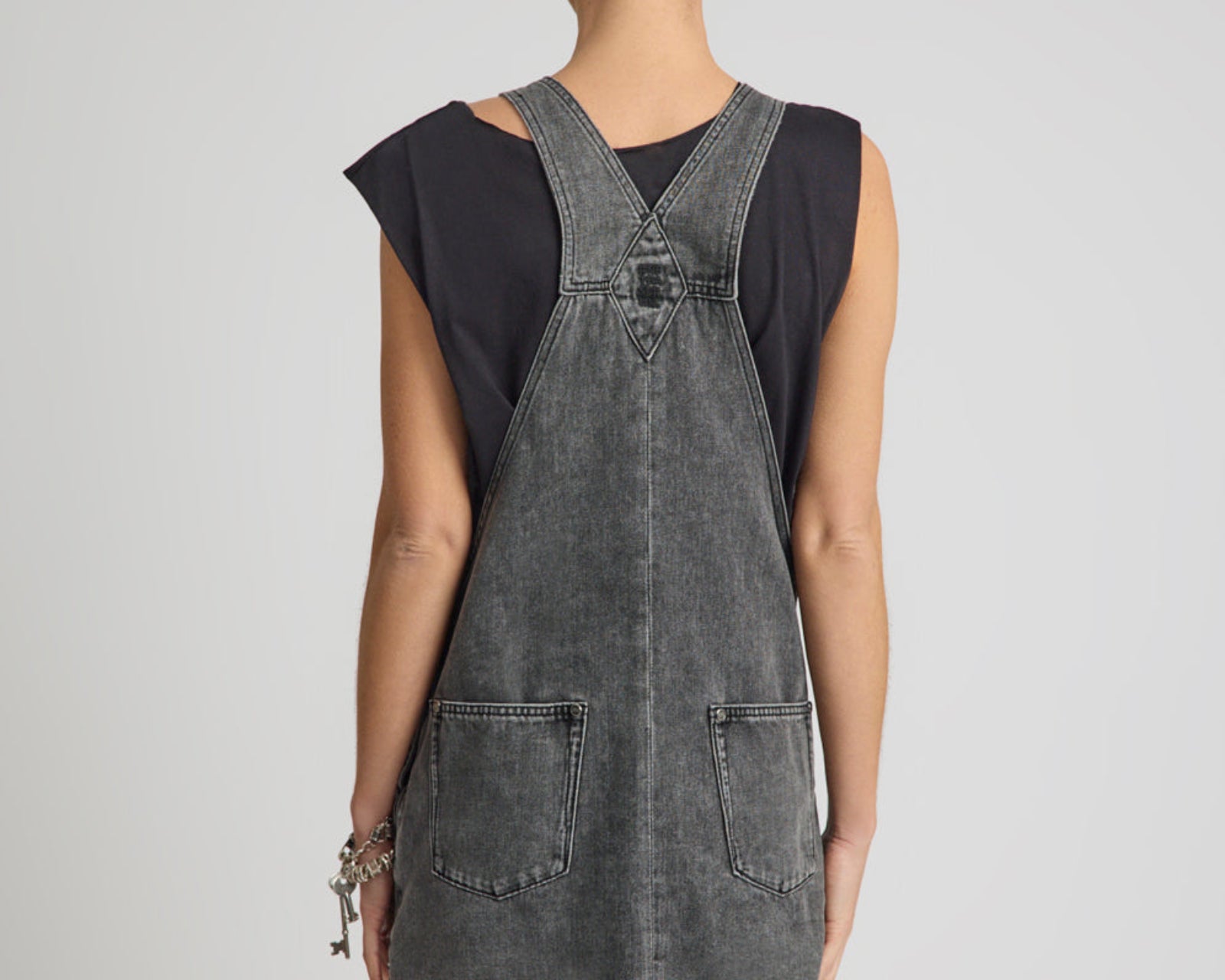 Raven Denim Mini Pini Dress - Washed Black