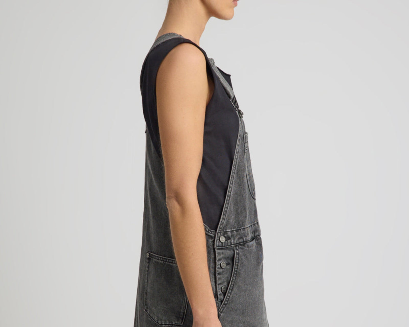 Raven Denim Mini Pini Dress - Washed Black