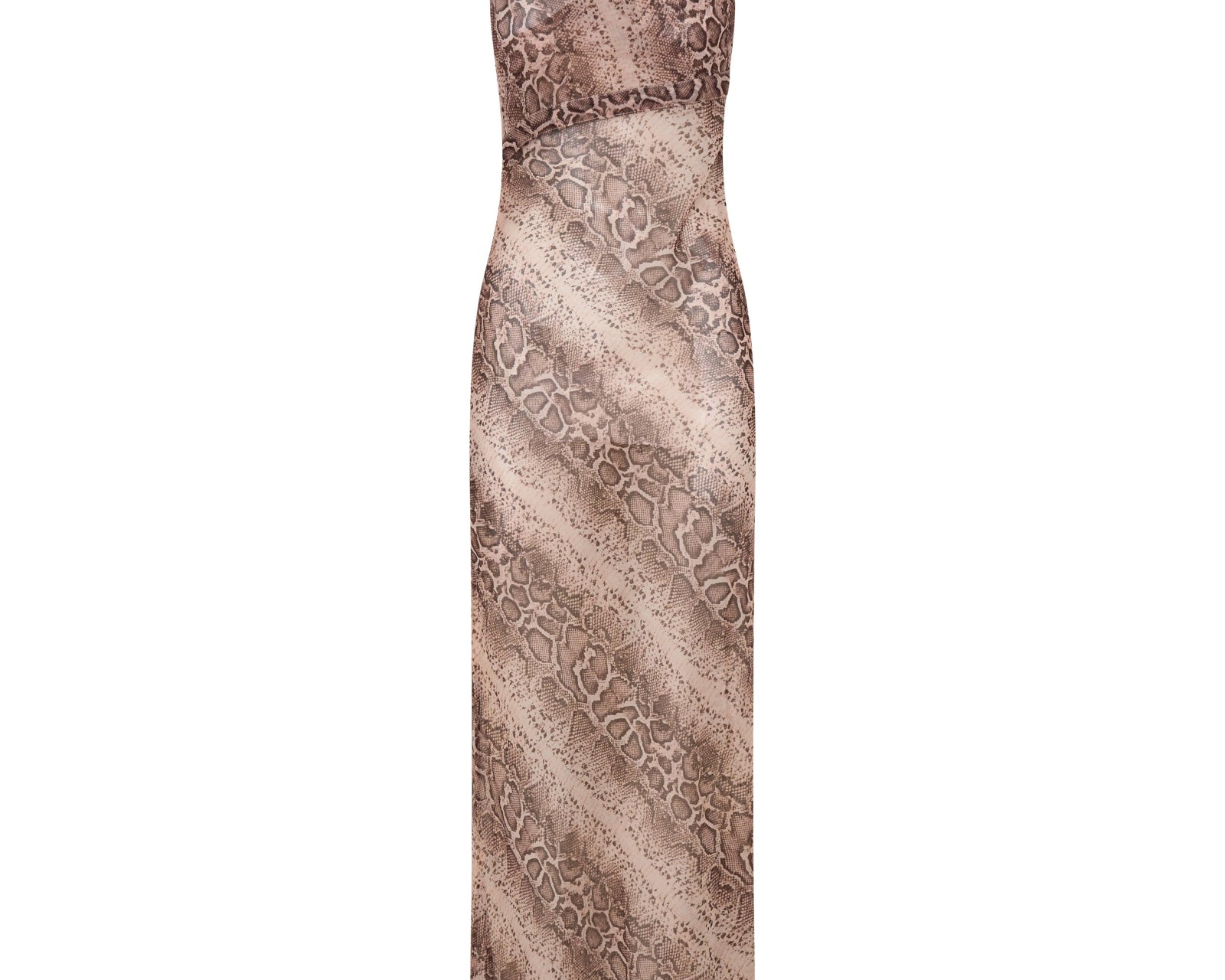 Negroni Sheer Chiffon One Shoulder Maxi Dress - Cognac Snake