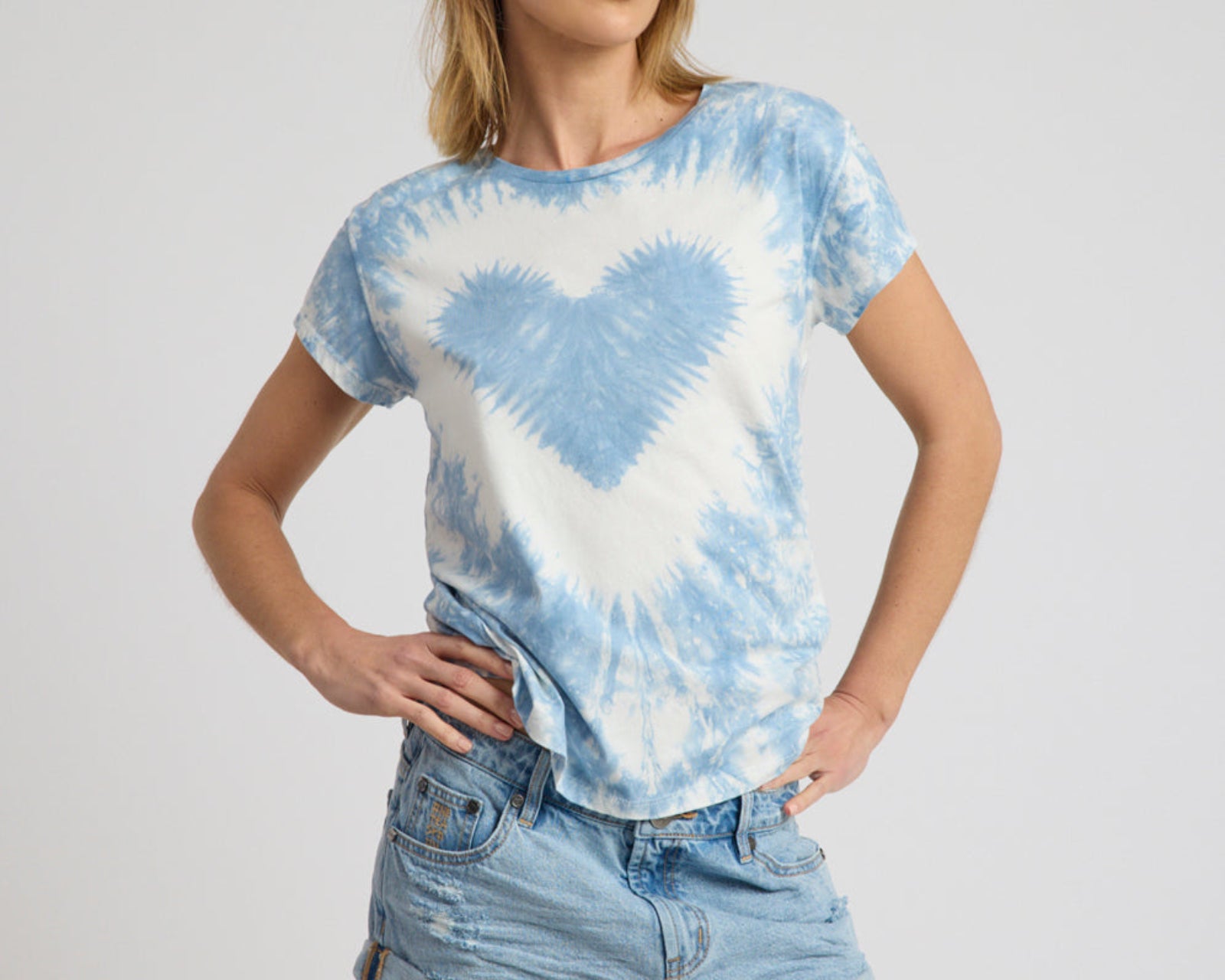 Heart Tie Dye Classic Tee - Faded Blue