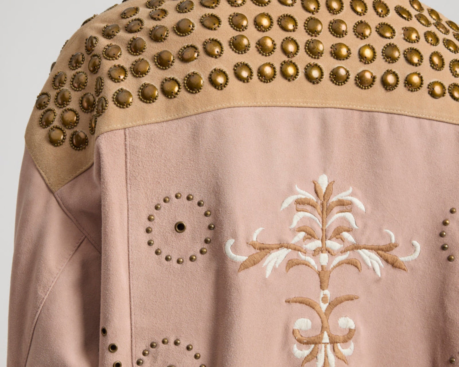 Rodeo Renegade Studded Embroidered Crop Suede Jack - Dusty Pink