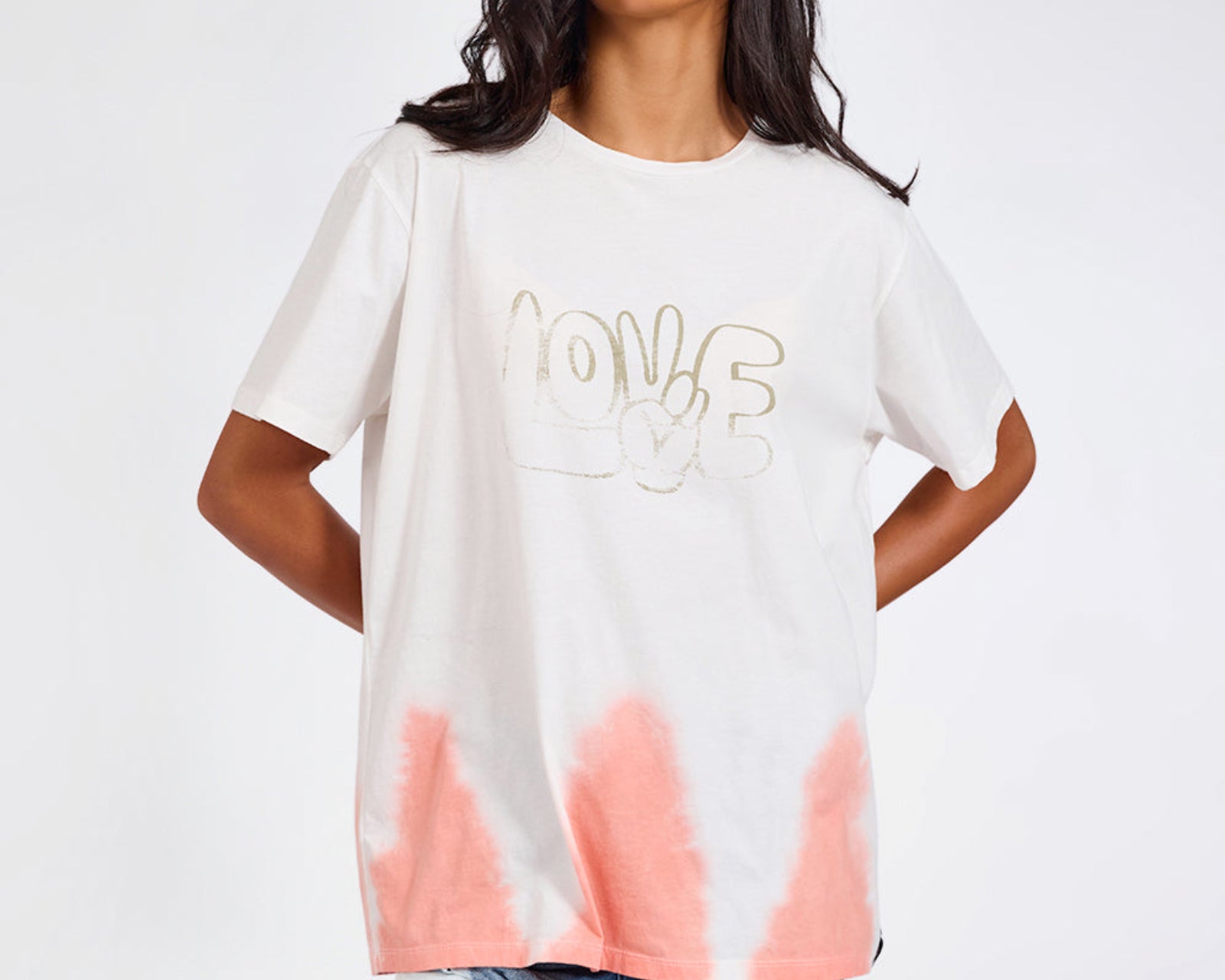 Love Dip Dye Boyfriend Tee - White