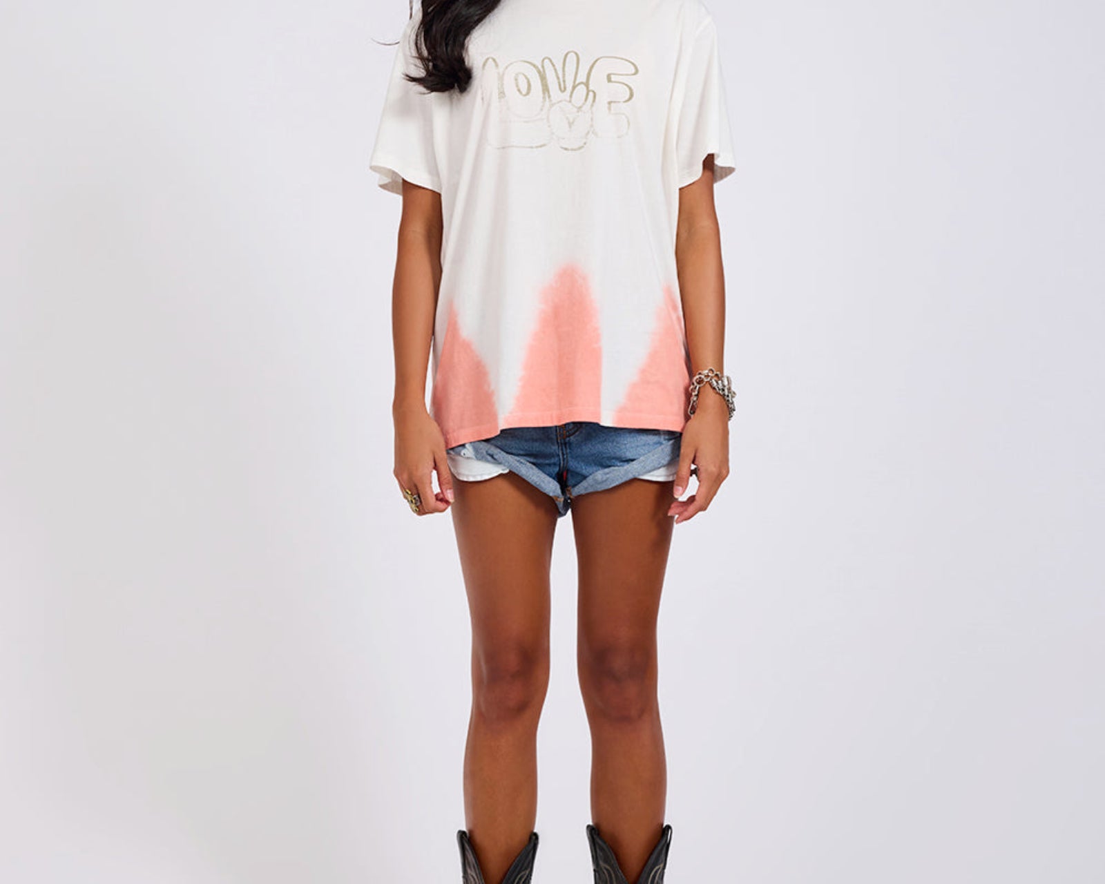 Love Dip Dye Boyfriend Tee - White