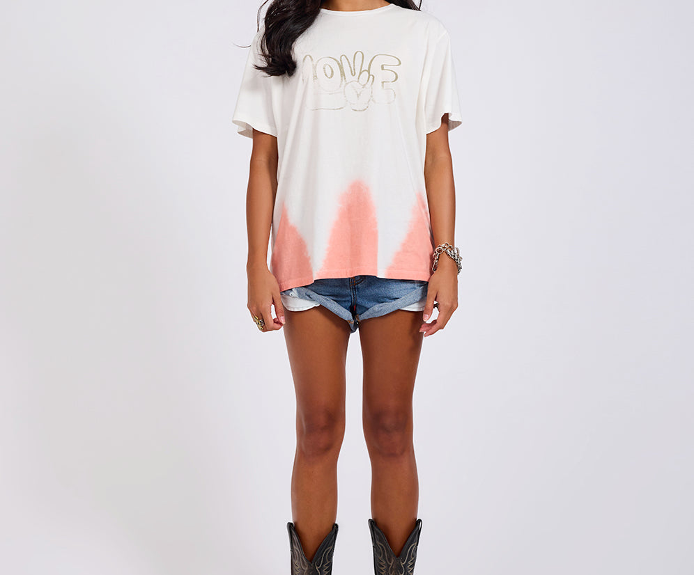 Love Dip Dye Boyfriend Tee - White