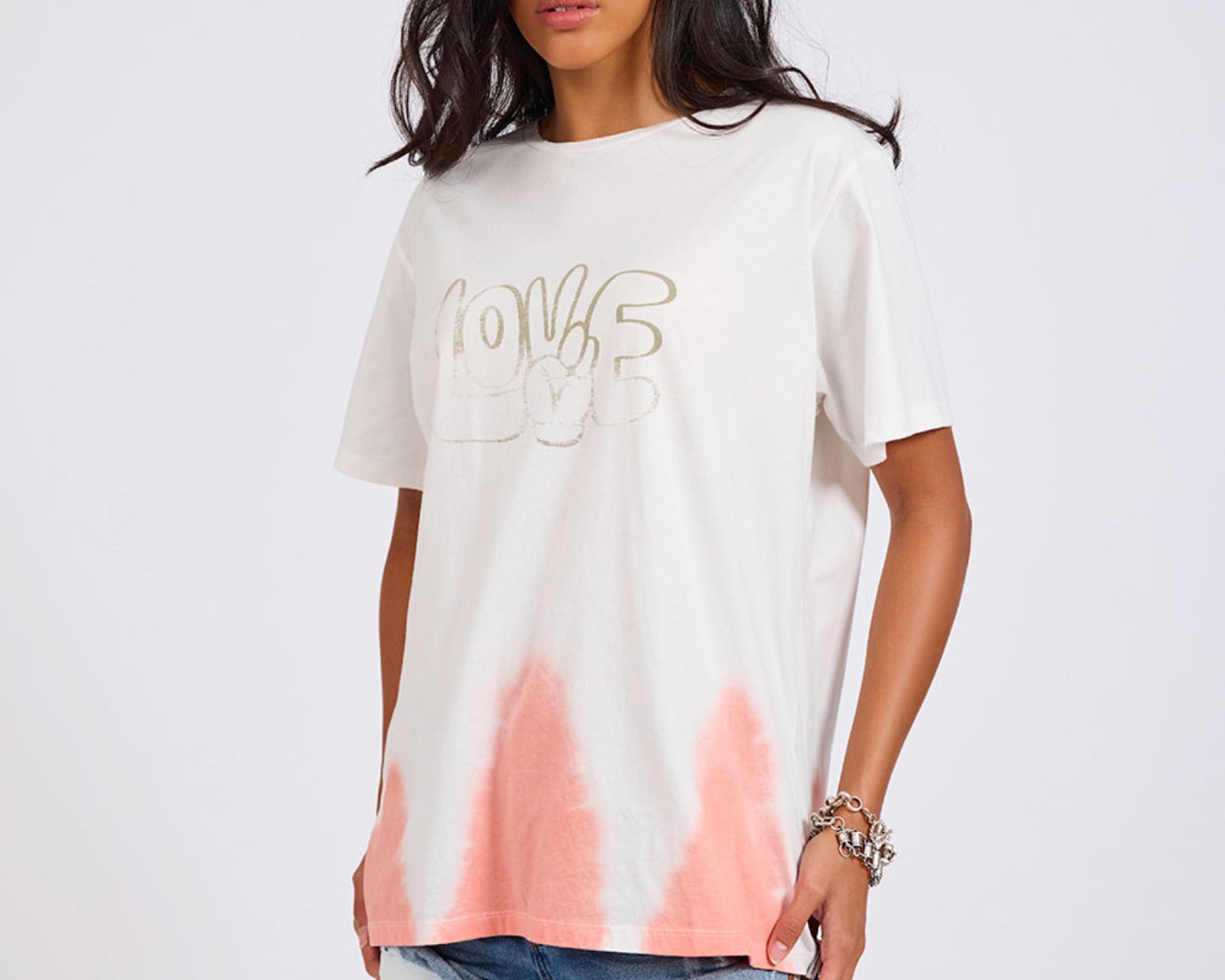 Love Dip Dye Boyfriend Tee - White