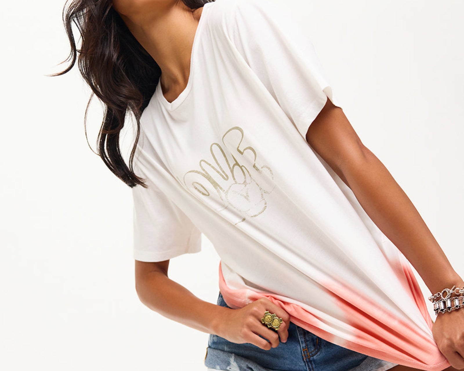 Love Dip Dye Boyfriend Tee - White