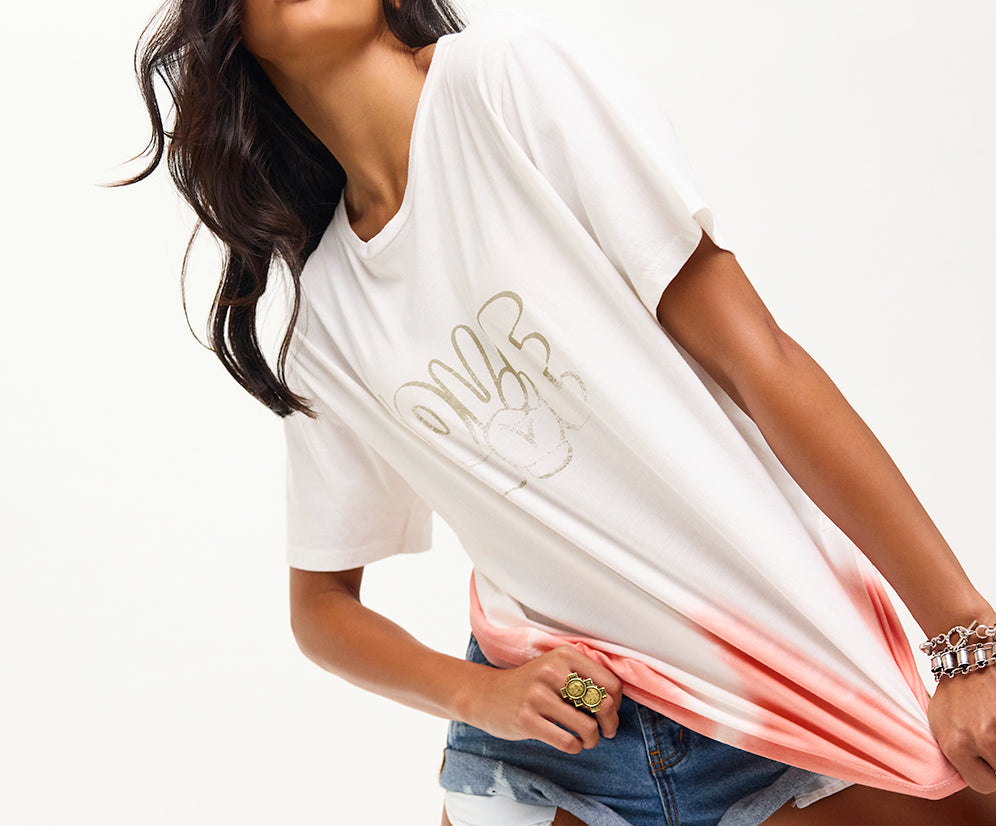 Love Dip Dye Boyfriend Tee - White