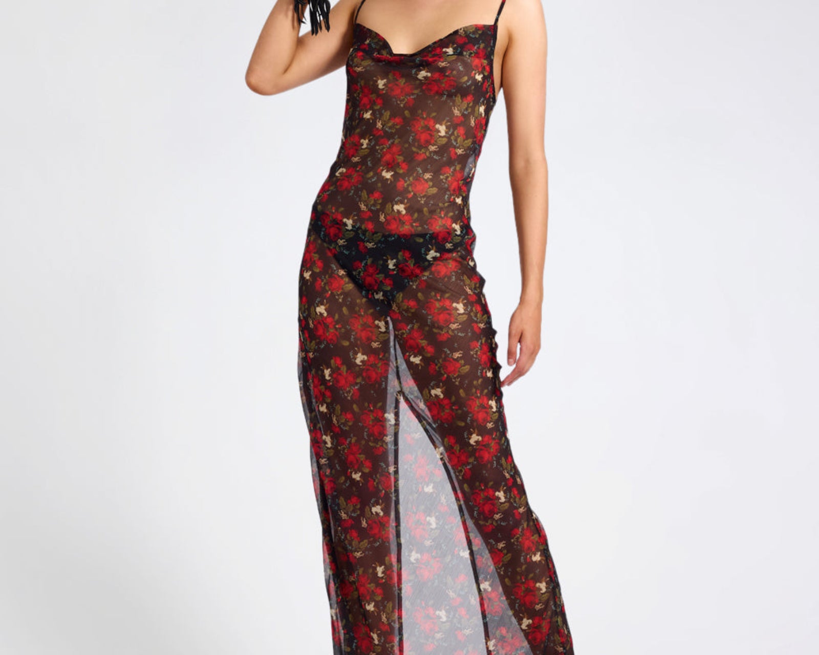 Flower Jagger Slip Dress - Red