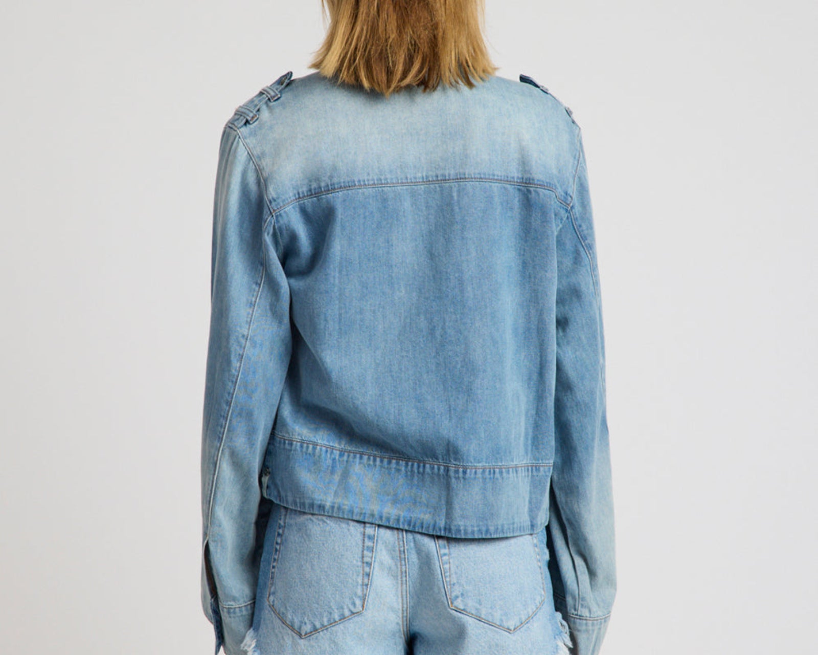 Victory Belle Denim Linen Jacket - Blue Latte