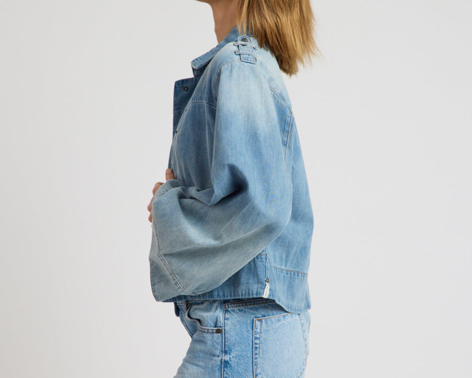 Victory Belle Denim Linen Jacket - Blue Latte