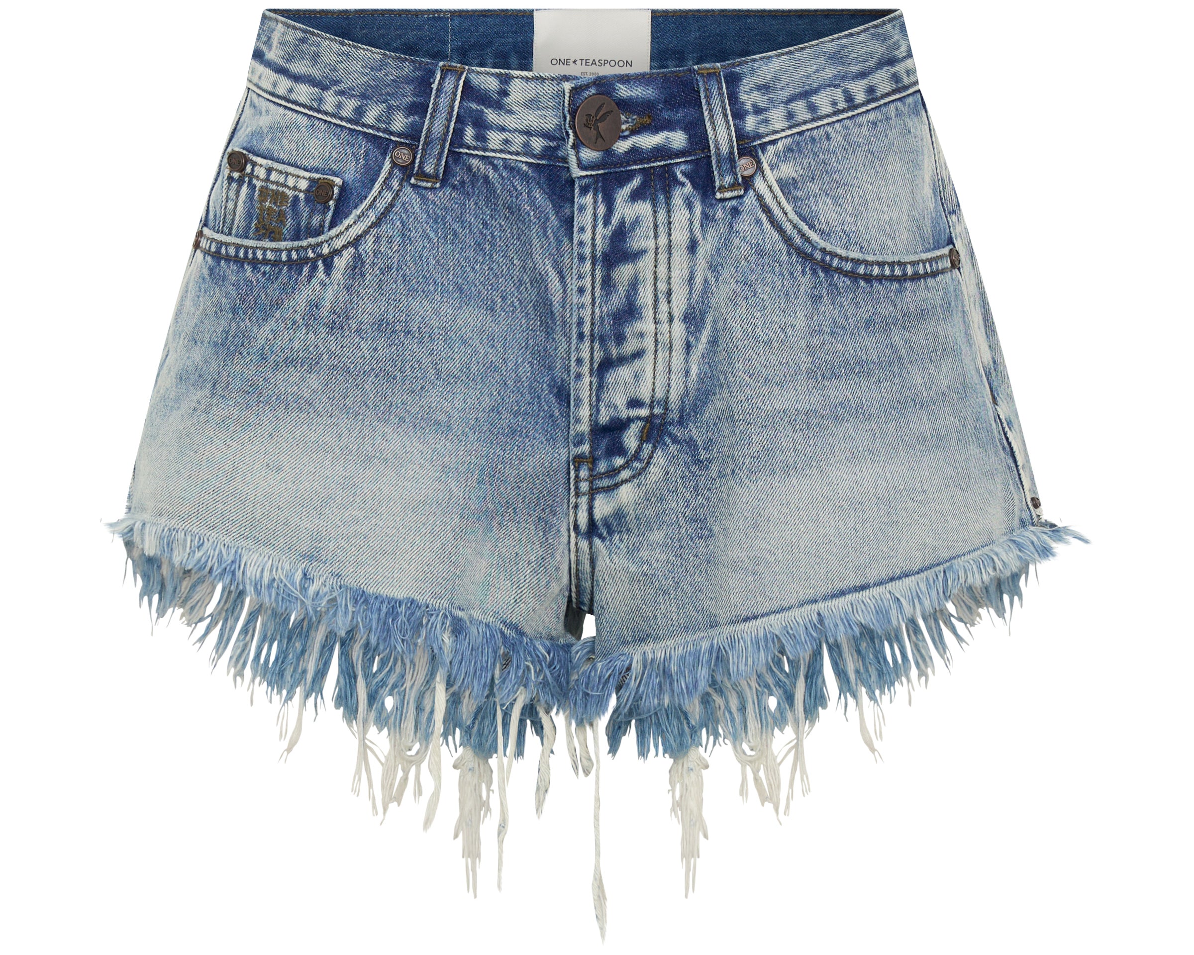 Le Wolves Mid Waist Mid Length Denim Shorts - Salty Dog Blue