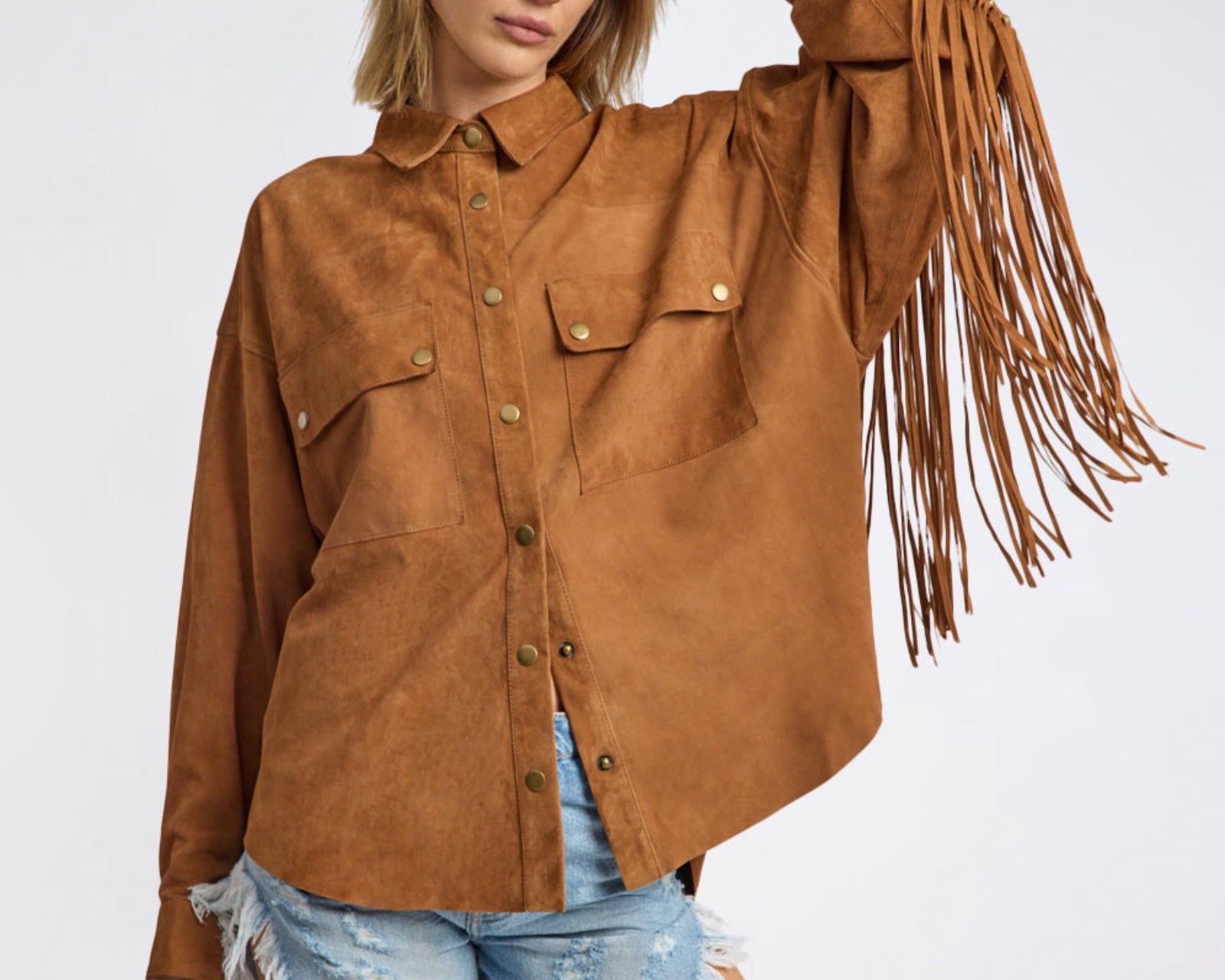 Daria Fringed Suede Jacket - Chestnut
