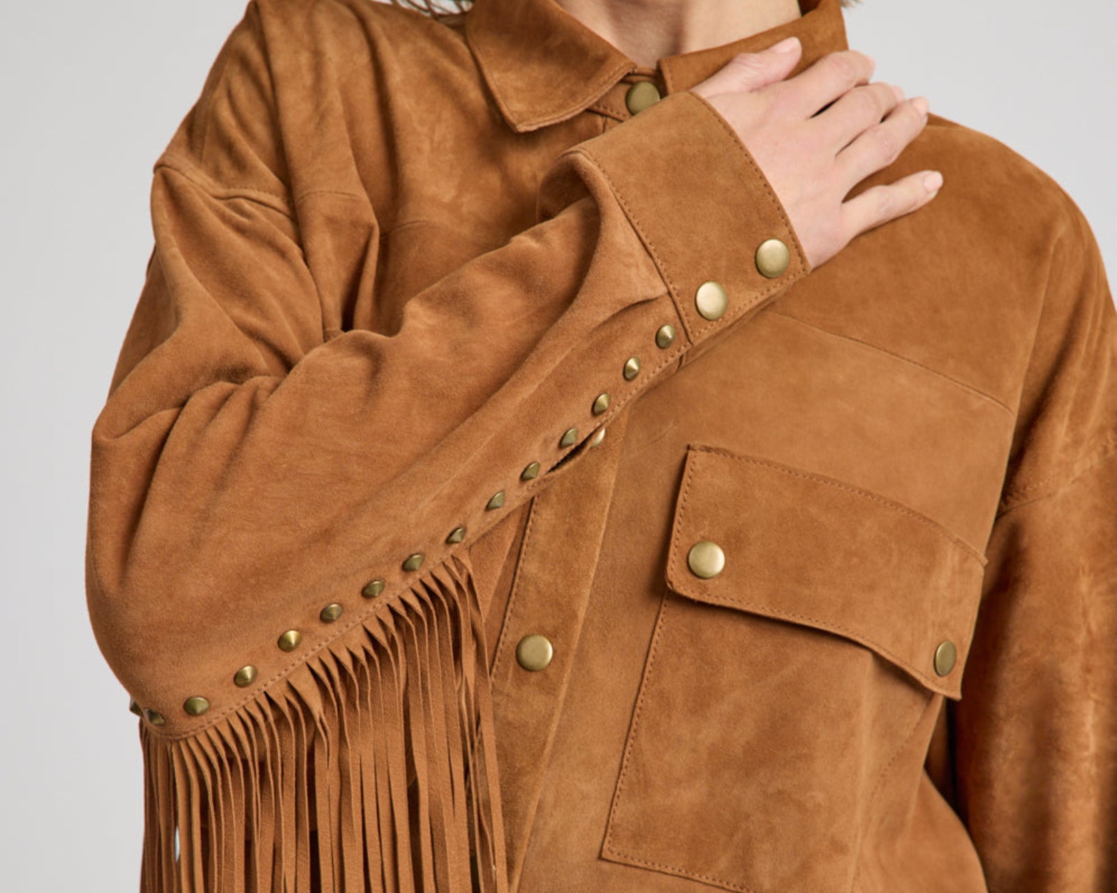 Daria Fringed Suede Jacket - Chestnut