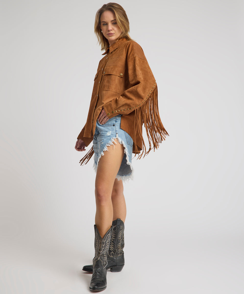 OneTeaSpoon SUEDE DARIAレザージャケット Daria Fringed Suede Jacket - Chestnut | One Teaspoon