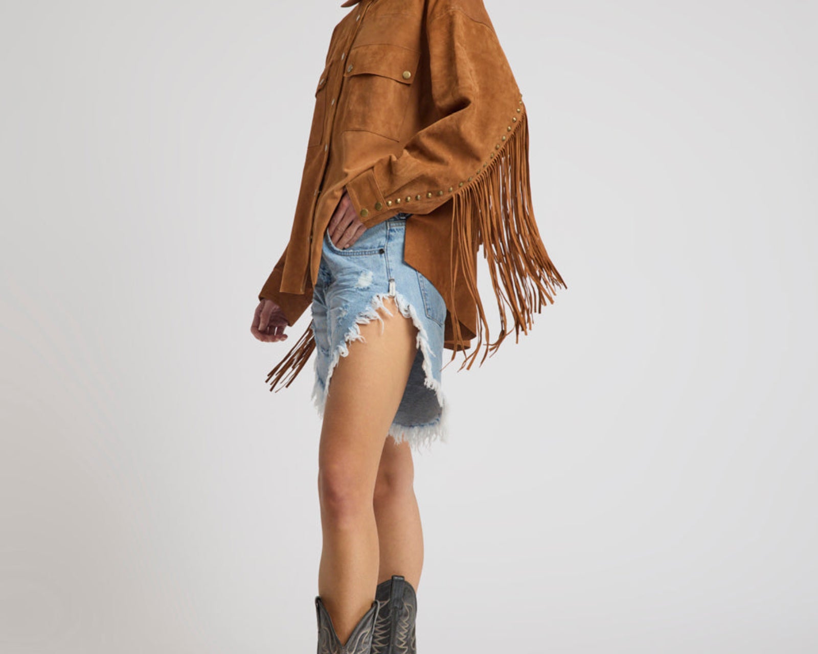 Daria Fringed Suede Jacket - Chestnut