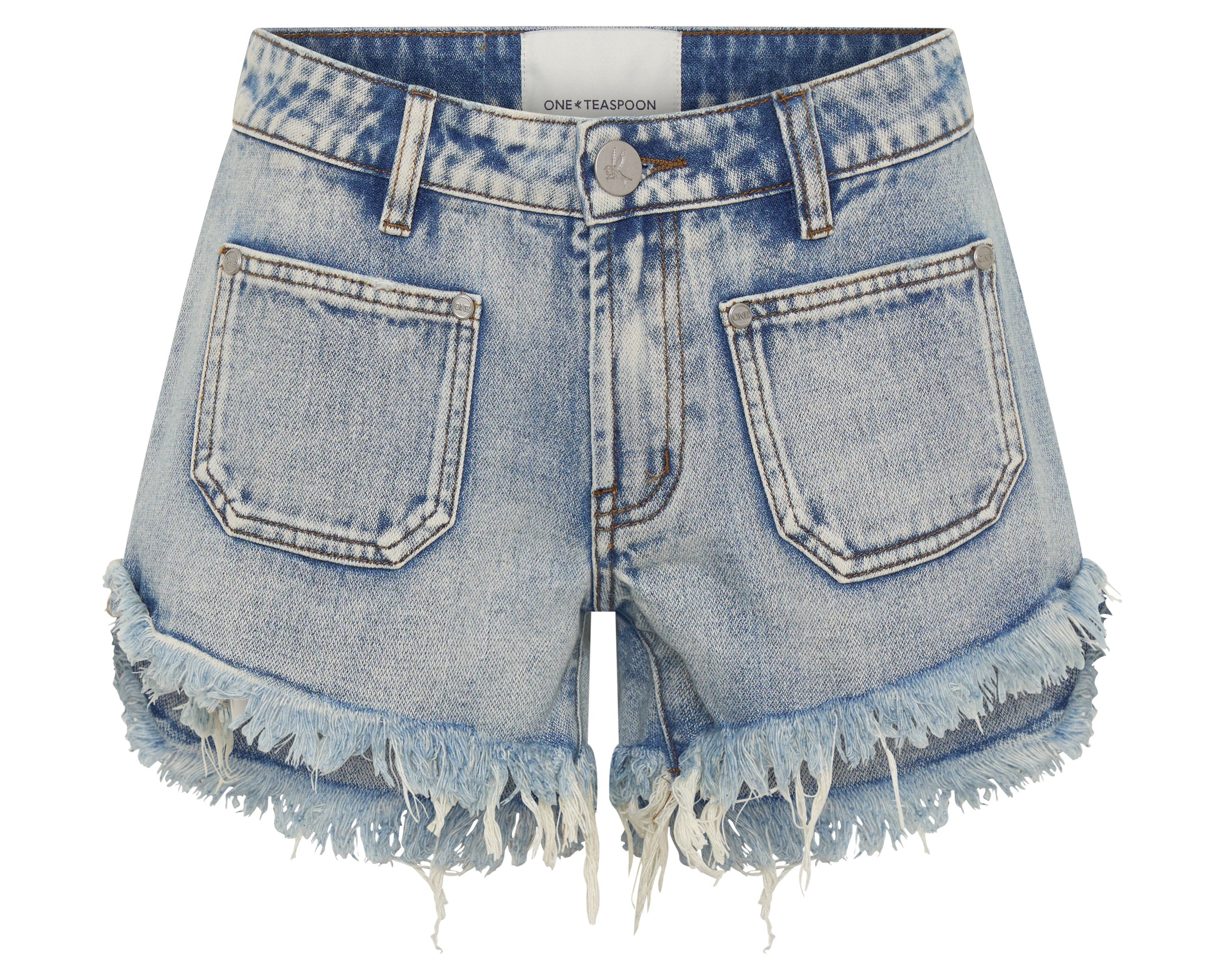 Retro Dukes Low Waist Mini Denim Shorts - Hendrixe Blue