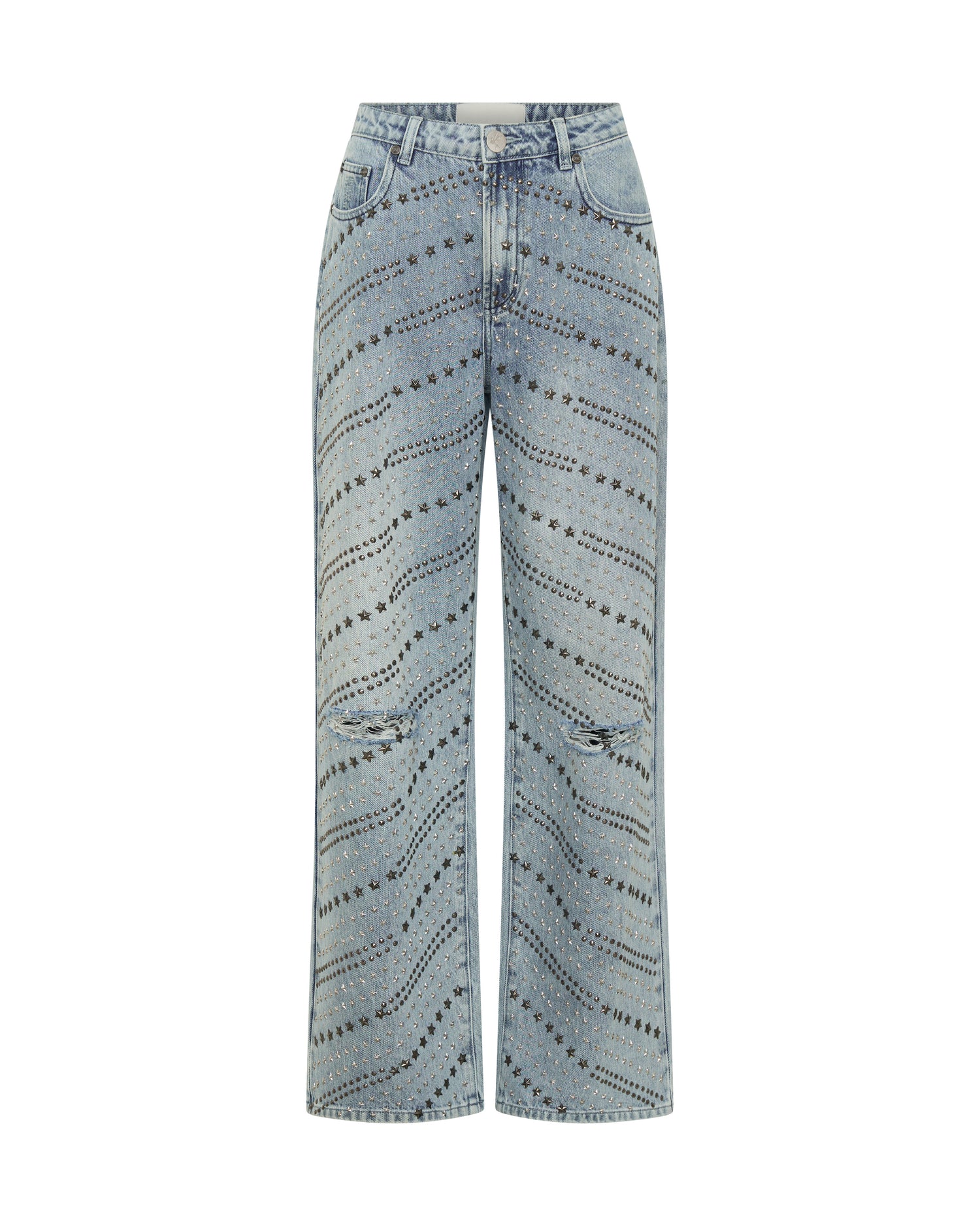 Salty Dog Denim 25th Anniversary Limited Edition Jackson Mid Waist Wide Leg Studded Denim Jeans - Salty Dog