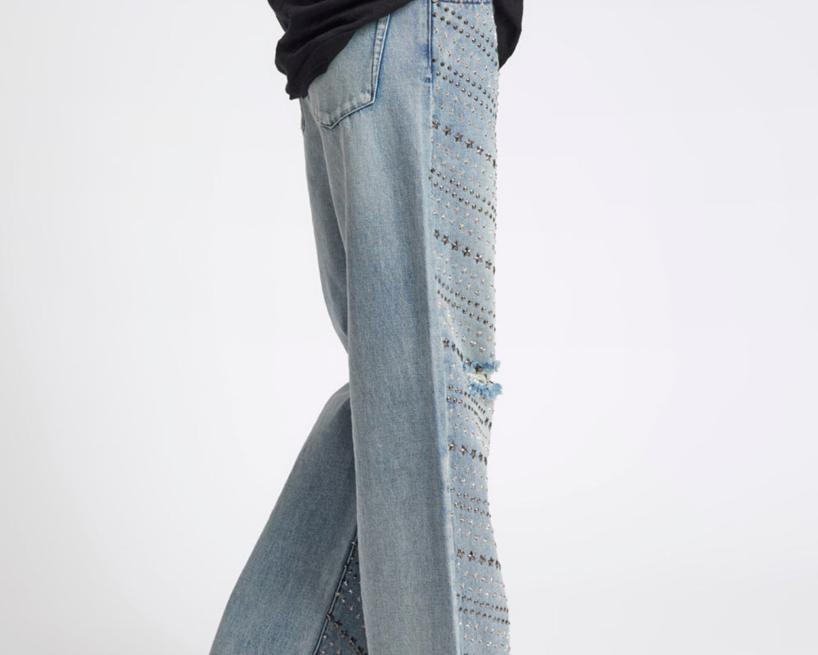 25th Anniversary Limited Edition Jackson Mid Waist Wide Leg Studded Denim Jeans - Salty Dog