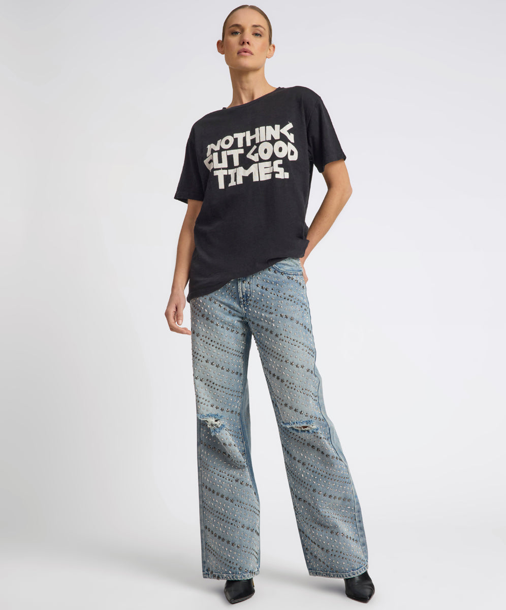 Salty Dog Denim 25th Anniversary Limited Edition Jackson Mid Waist Wide Leg Studded Denim Jeans - Salty Dog