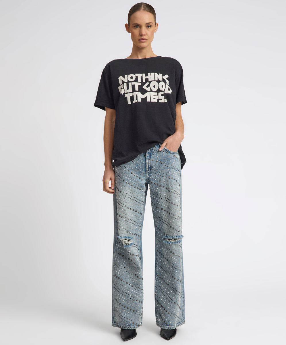 Salty Dog Denim 25th Anniversary Limited Edition Jackson Mid Waist Wide Leg Studded Denim Jeans - Salty Dog