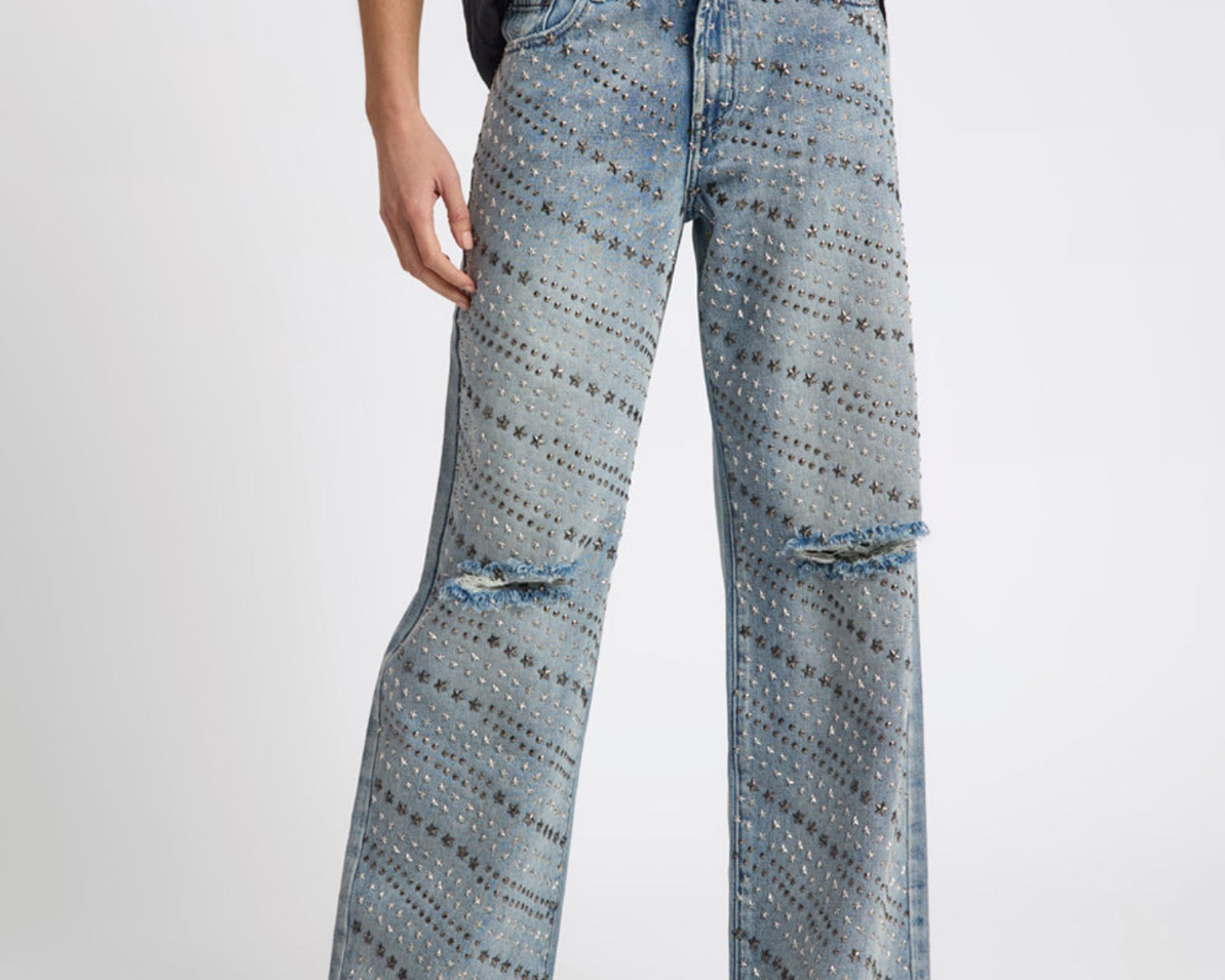 25th Anniversary Limited Edition Jackson Mid Waist Wide Leg Studded Denim Jeans - Salty Dog
