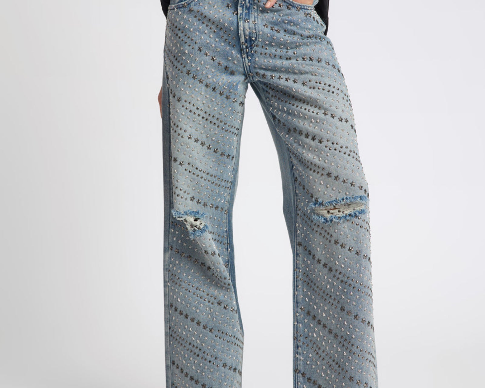 25th Anniversary Limited Edition Jackson Mid Waist Wide Leg Studded Denim Jeans - Salty Dog